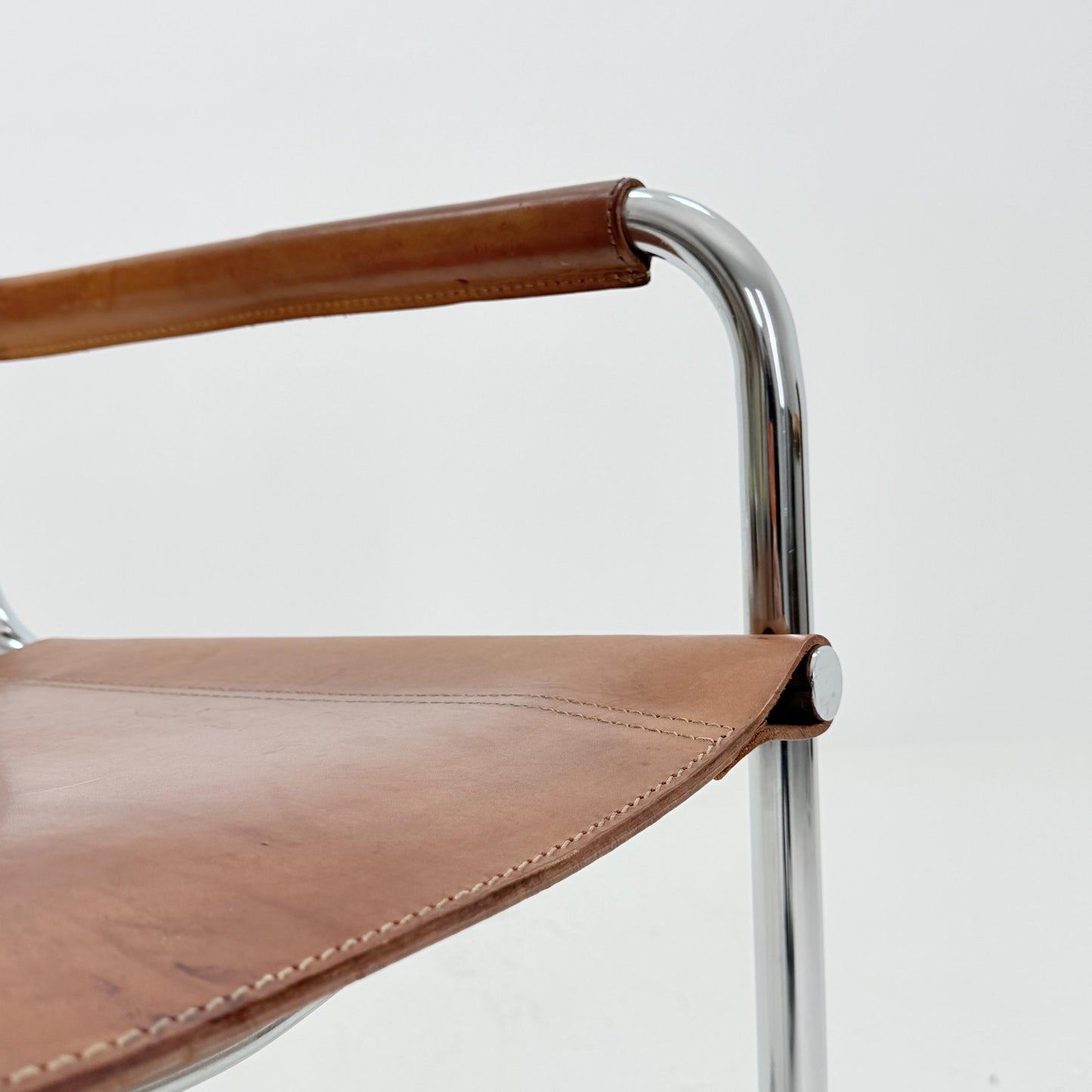 Mid century Bauhaus cognac armchair by Mart Stam & Marcel Breuer for Fasem Italy 1980s