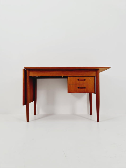 Mid century Danish leaf Drop teak desk By Gunnar Nielsen Tibergaard , 1960s