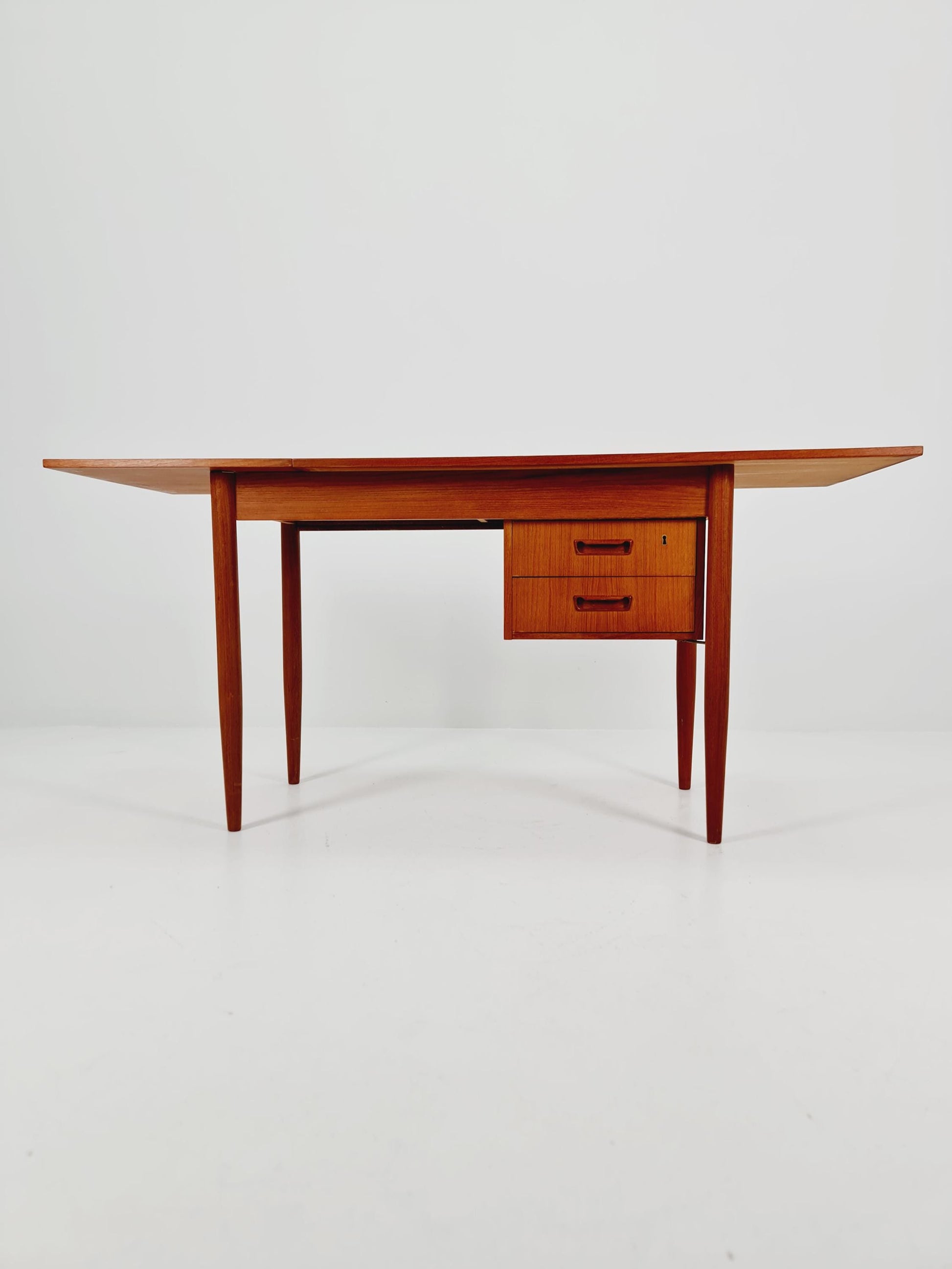 Mid century Danish leaf Drop teak desk By Gunnar Nielsen Tibergaard , 1960s
