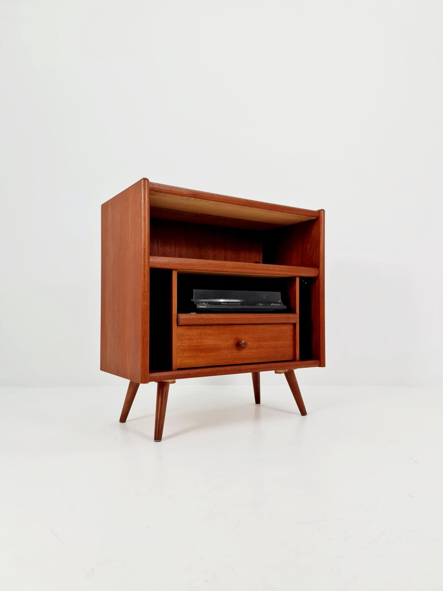Mid century Solid Danish teak hallway cabinet, Record cabinet By Dyrlund 1960s