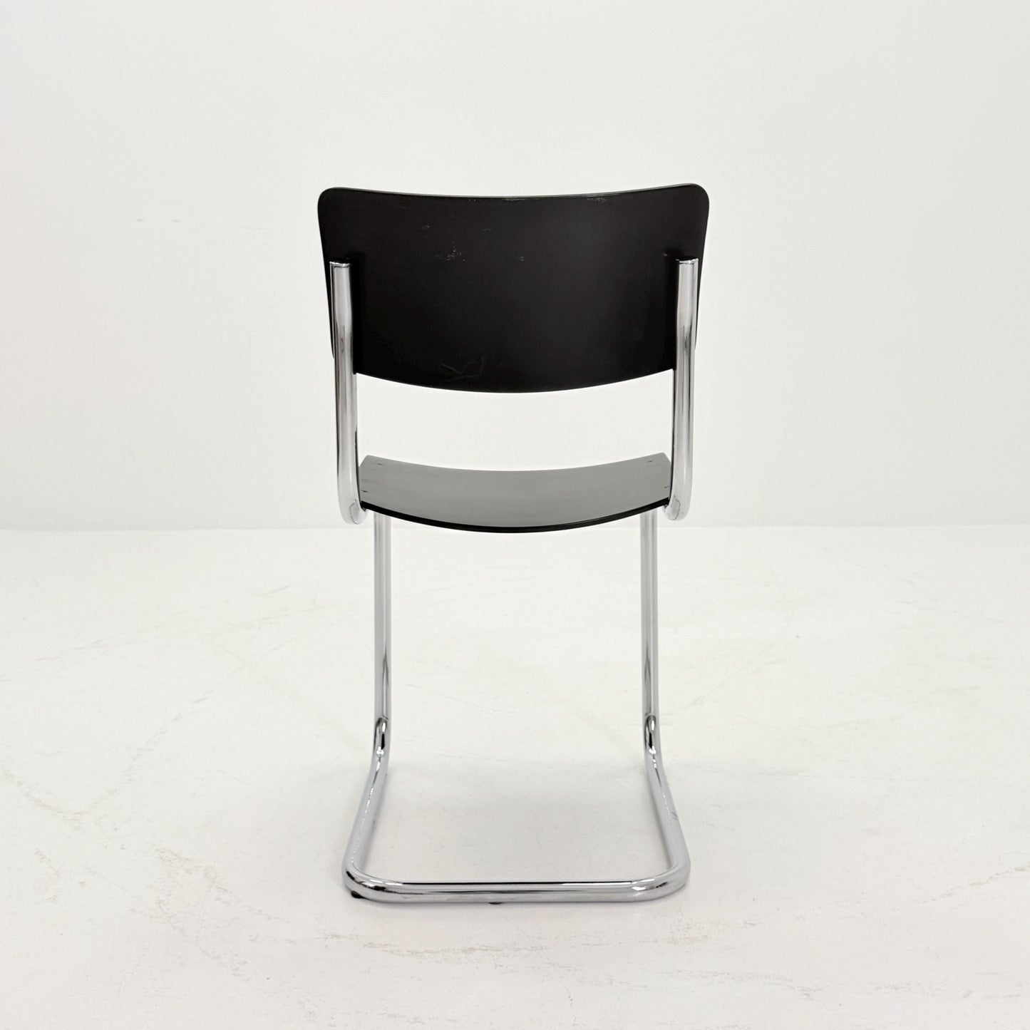 Mid century S43 Mart stam cantilever chair black beech steel tube chrome-plated by Thonet -1980s Germany