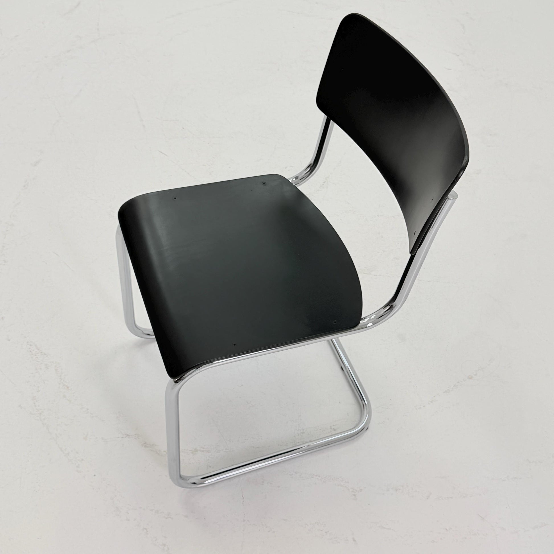 Mid century S43 Mart stam cantilever chair black beech steel tube chrome-plated by Thonet -1980s Germany
