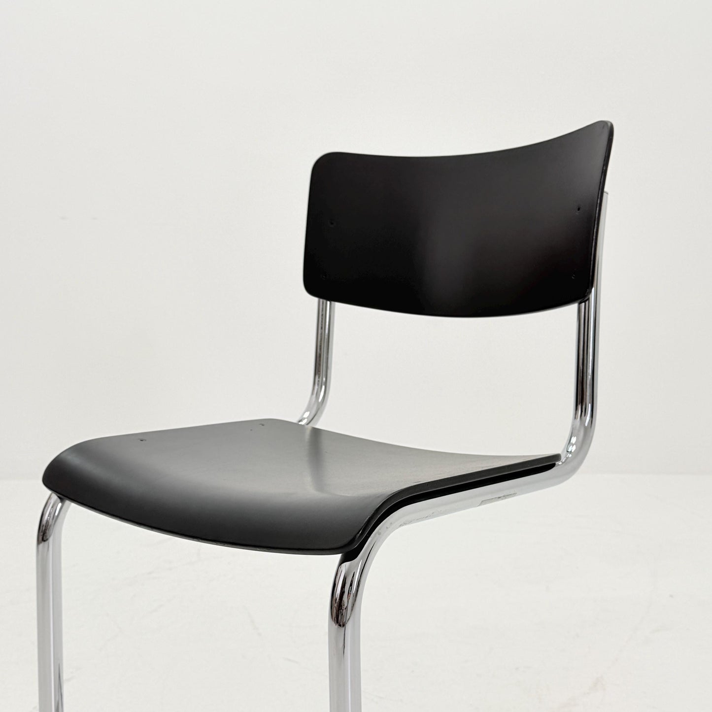 Mid century S43 Mart stam cantilever chair black beech steel tube chrome-plated by Thonet -1980s Germany