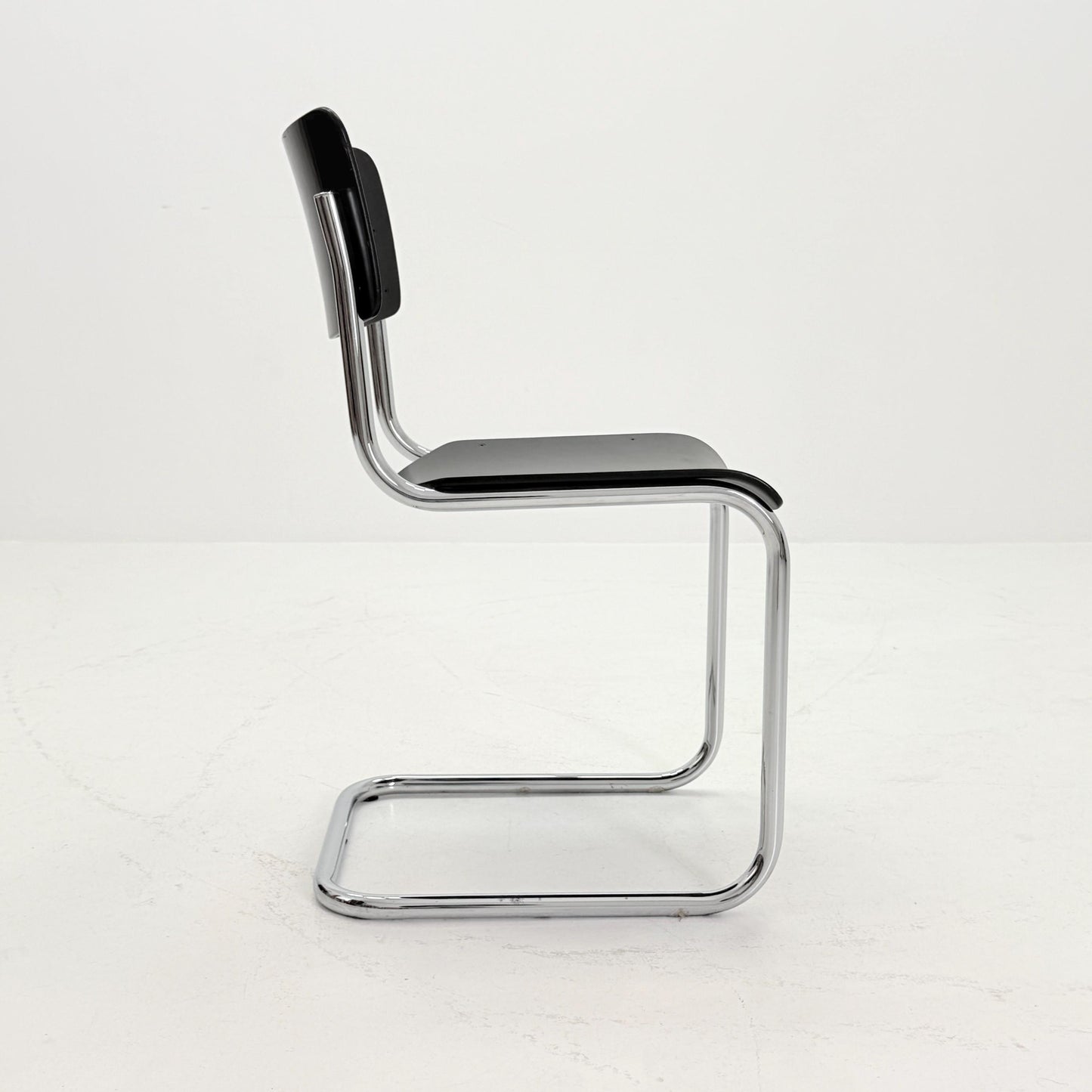 Mid century S43 Mart stam cantilever chair black beech steel tube chrome-plated by Thonet -1980s Germany