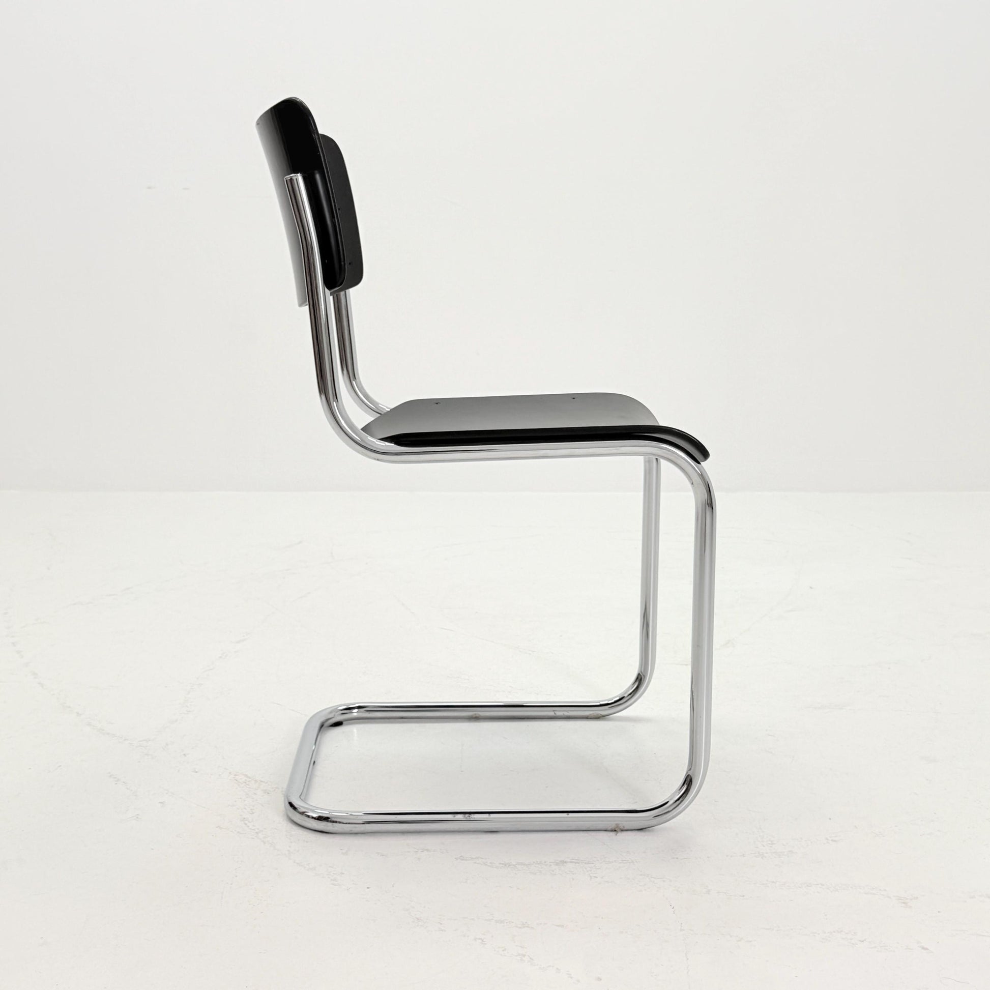 Mid century S43 Mart stam cantilever chair black beech steel tube chrome-plated by Thonet -1980s Germany