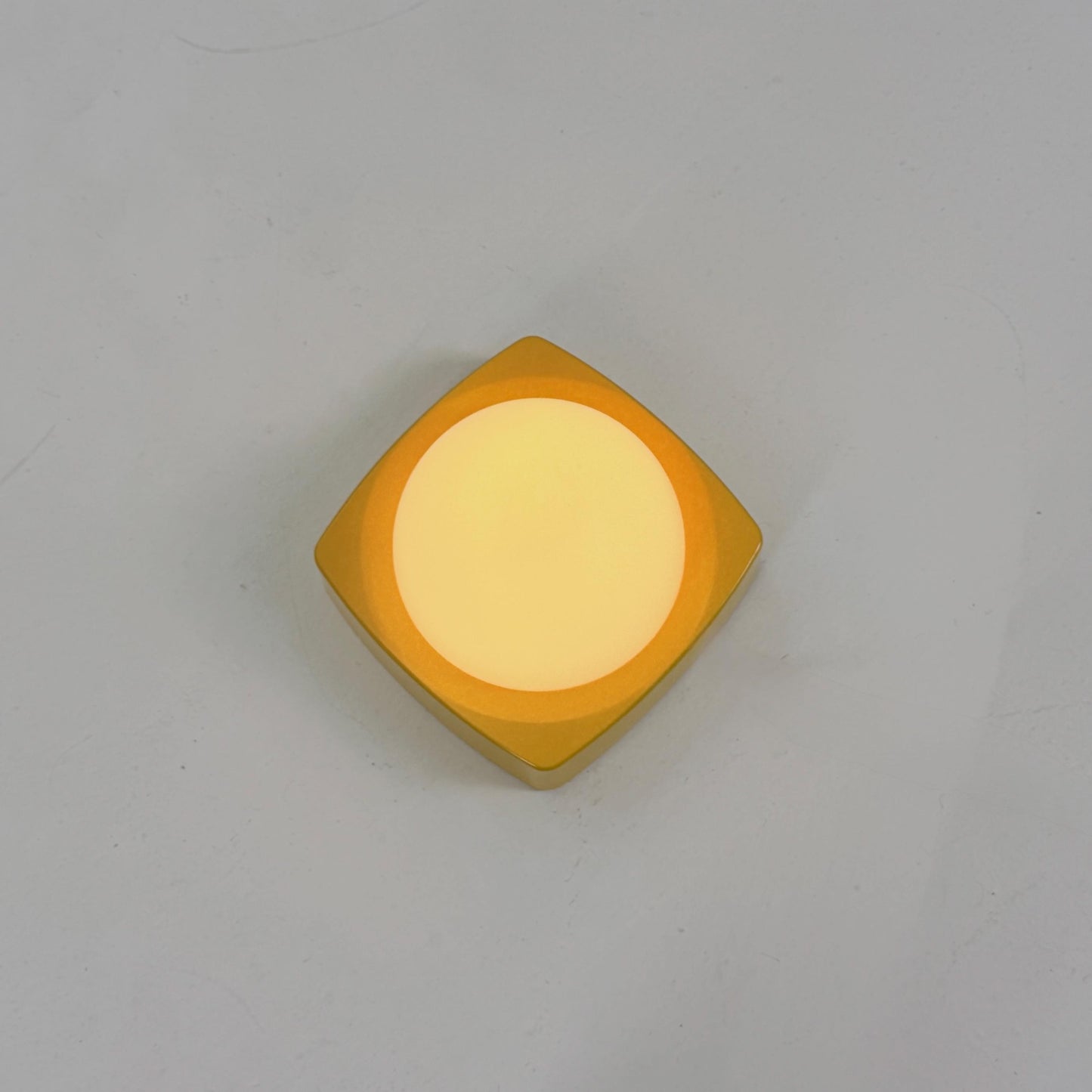 Mid Century Spaceage Herda Amsterdam Yellow Milk Glass Wall - Ceiling Light, 1970s