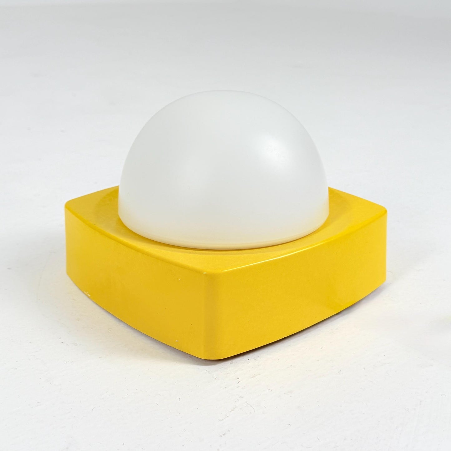 Mid Century Spaceage Herda Amsterdam Yellow Milk Glass Wall - Ceiling Light, 1970s