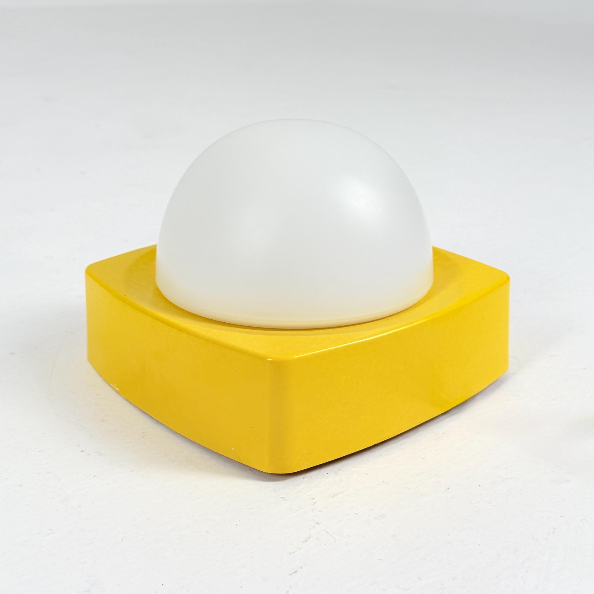 Mid Century Spaceage Herda Amsterdam Yellow Milk Glass Wall - Ceiling Light, 1970s