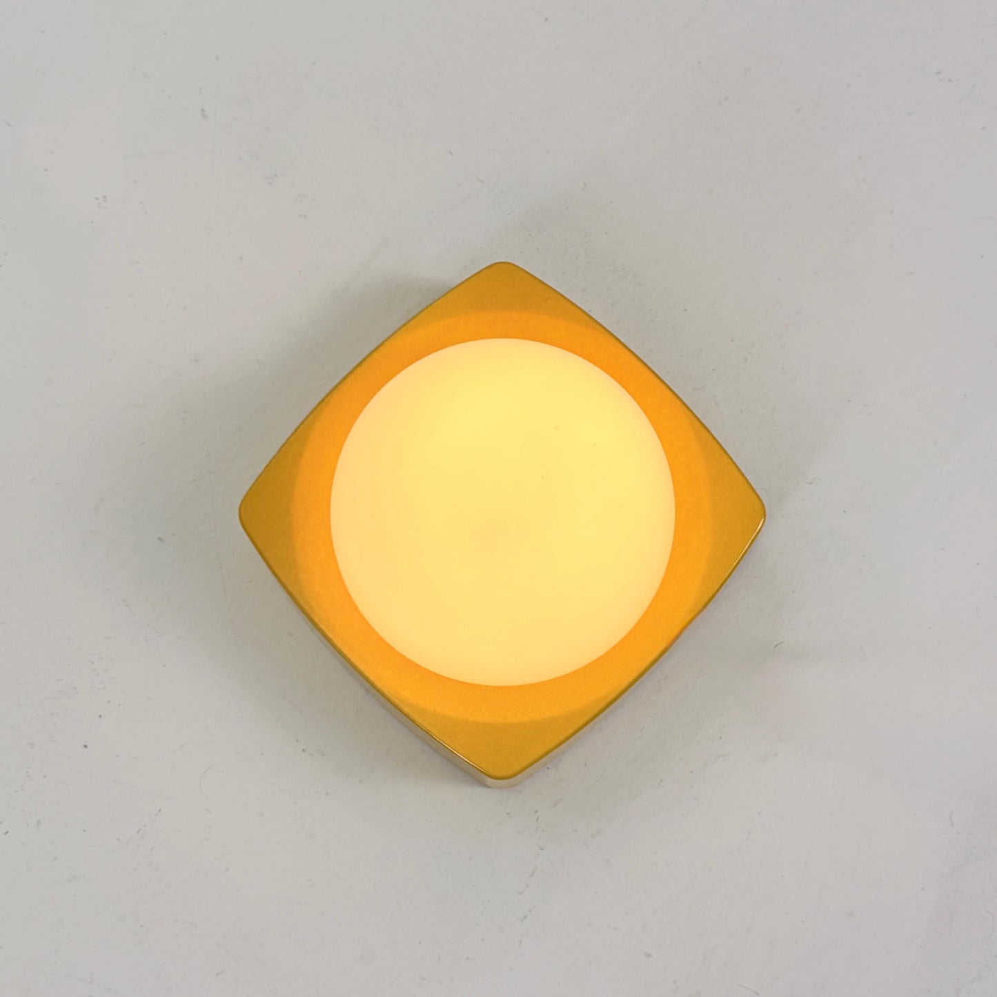 Mid Century Spaceage Herda Amsterdam Yellow Milk Glass Wall - Ceiling Light, 1970s