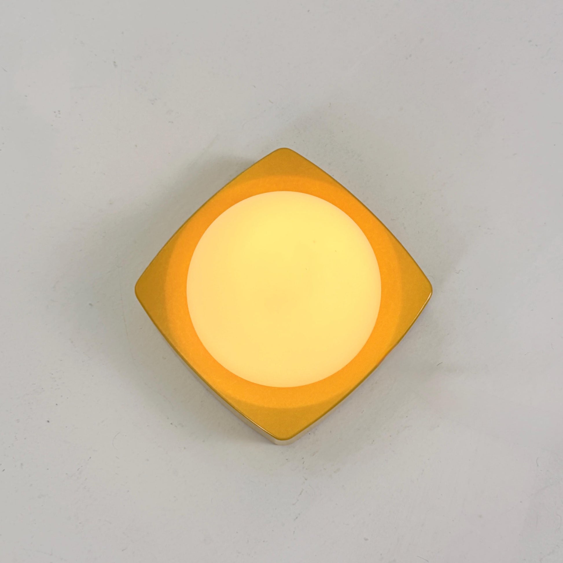 Mid Century Spaceage Herda Amsterdam Yellow Milk Glass Wall - Ceiling Light, 1970s