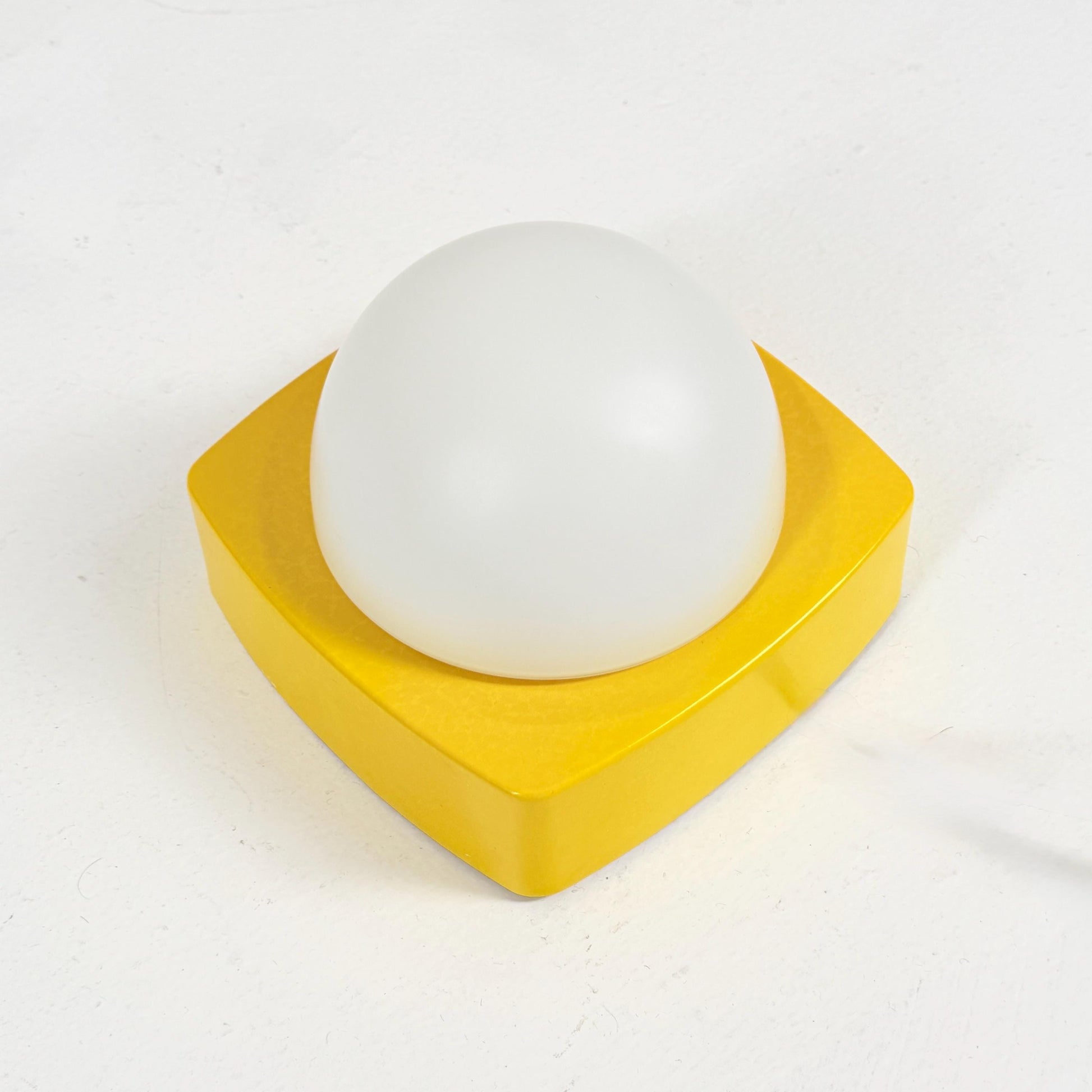 Mid Century Spaceage Herda Amsterdam Yellow Milk Glass Wall - Ceiling Light, 1970s