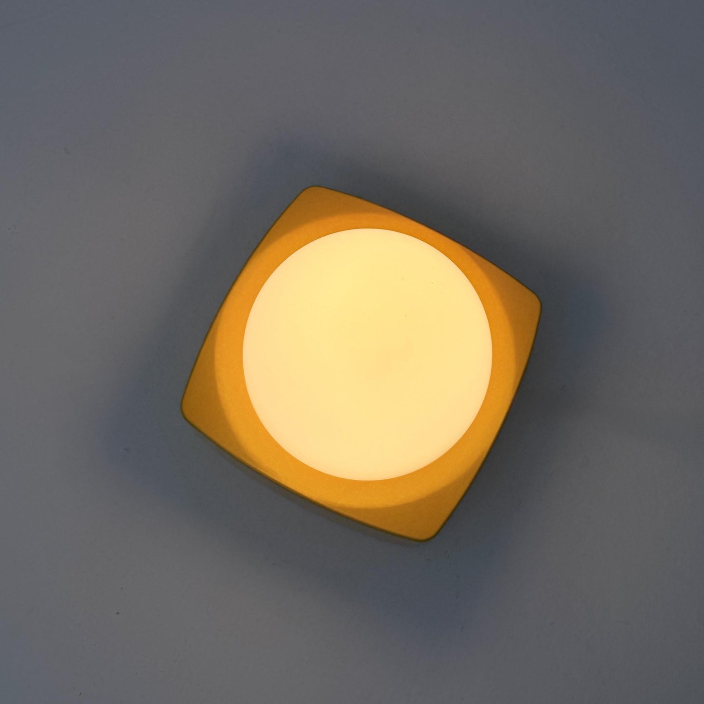 Mid Century Spaceage Herda Amsterdam Yellow Milk Glass Wall - Ceiling Light, 1970s