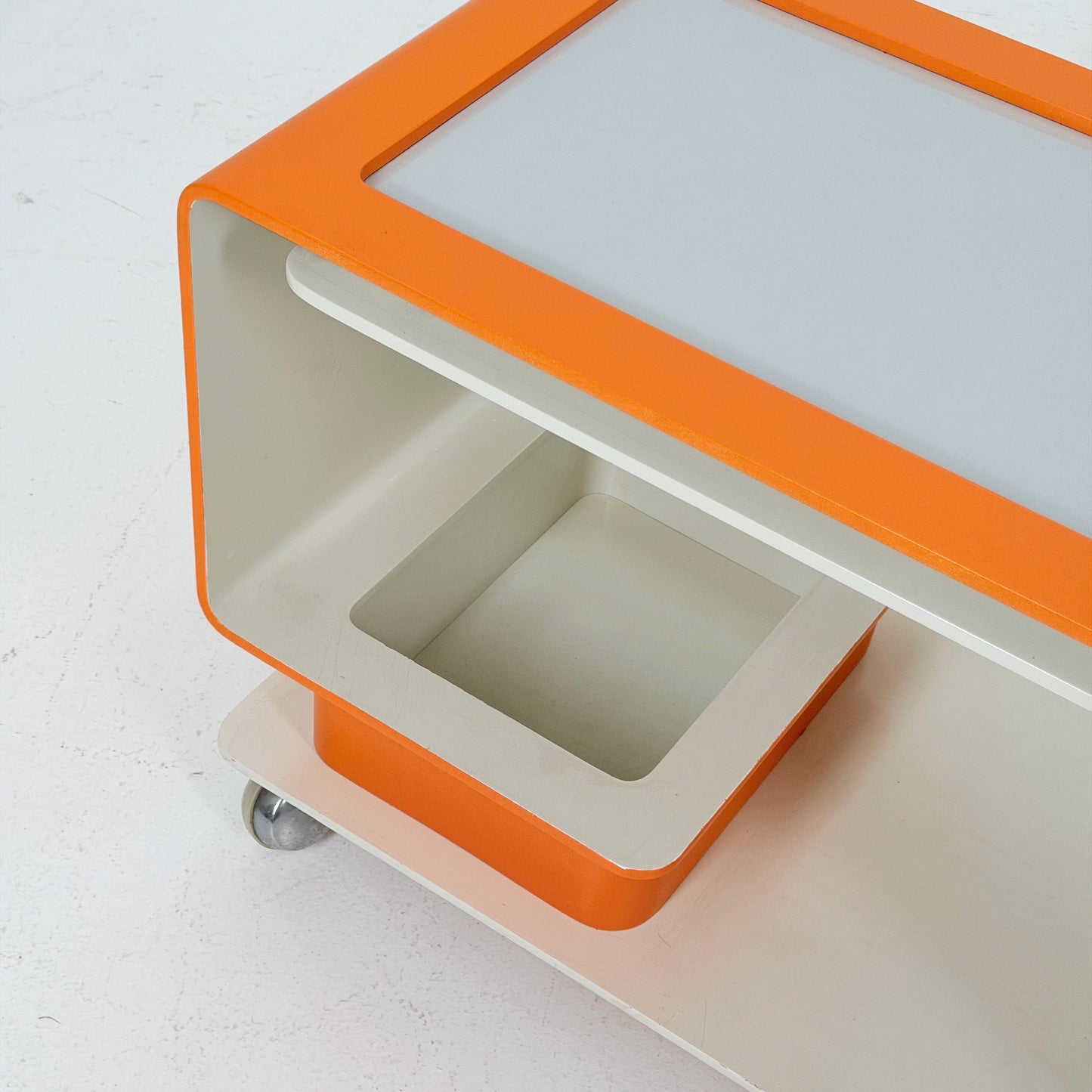 Mid-Century Space Age Orange & White Tea Trolley by John Graz, Germany 1980s