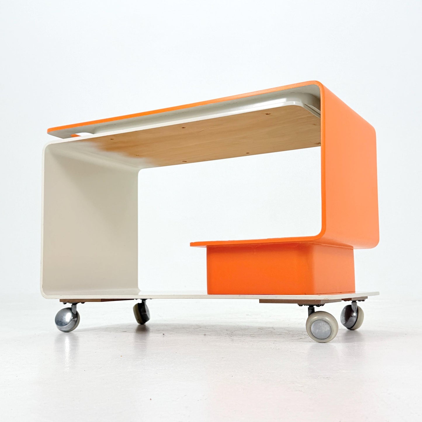 Mid-Century Space Age Orange & White Tea Trolley by John Graz, Germany 1980s