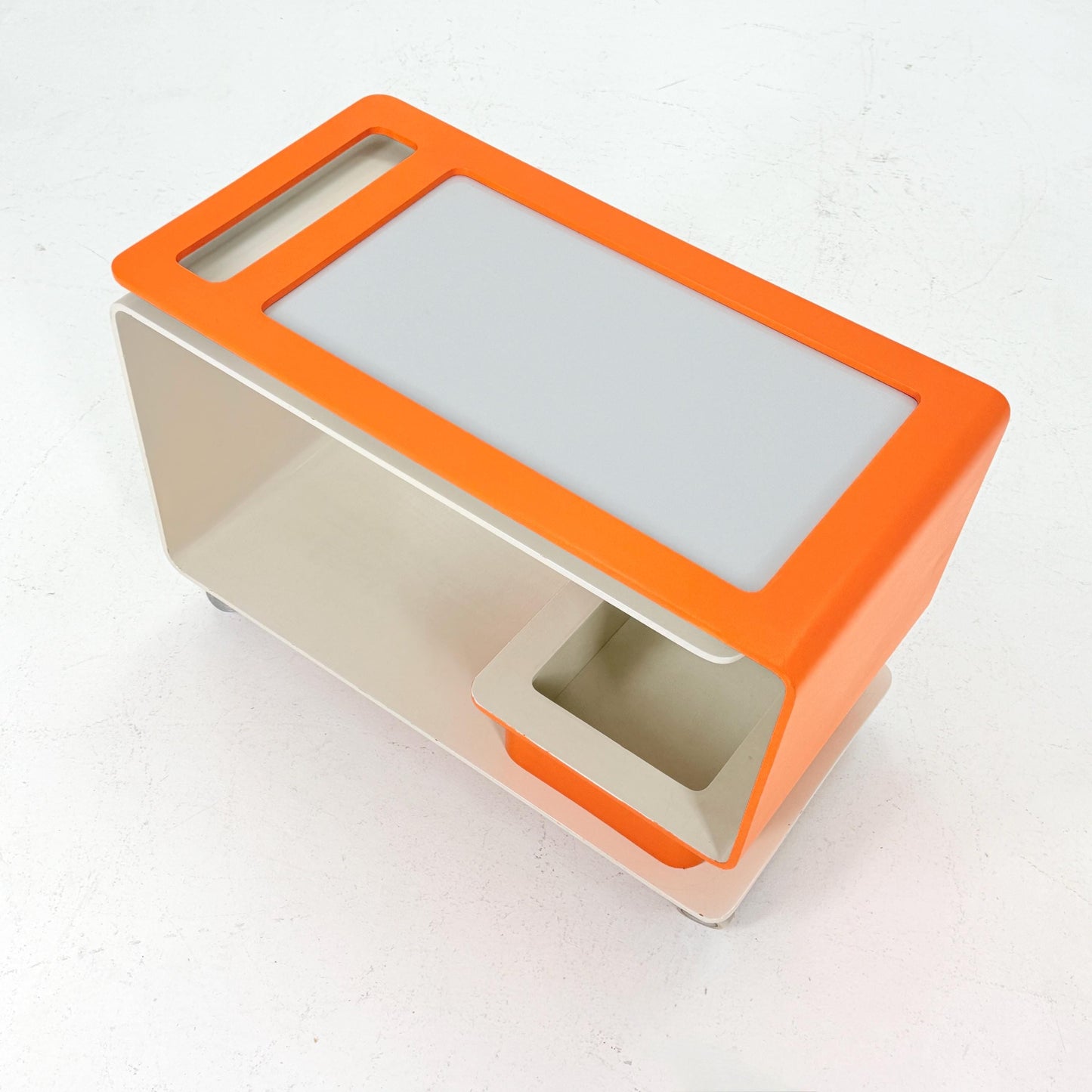 Mid-Century Space Age Orange & White Tea Trolley by John Graz, Germany 1980s
