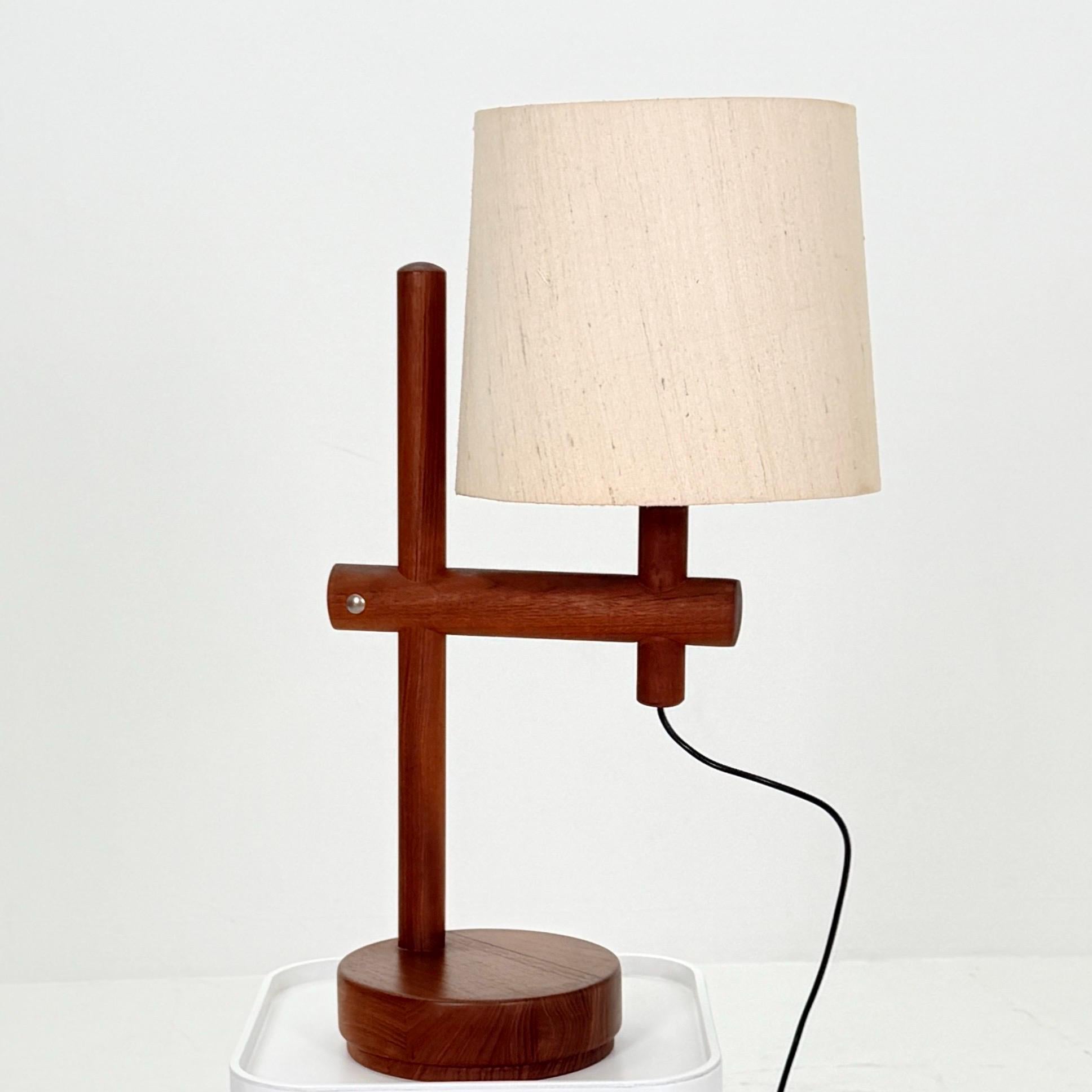 Mid Century Teak Table Lamp – Temde Adjustable Height Lamp – Scandinavian Vintage 1960s