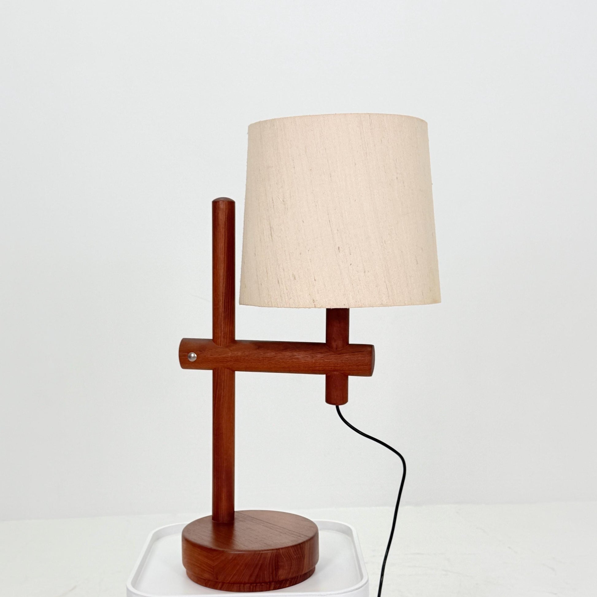 Mid Century Teak Table Lamp – Temde Adjustable Height Lamp – Scandinavian Vintage 1960s