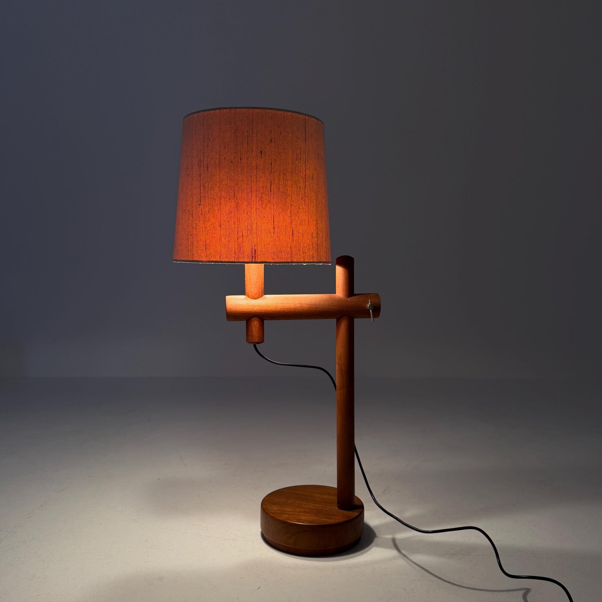 Mid Century Teak Table Lamp – Temde Adjustable Height Lamp – Scandinavian Vintage 1960s