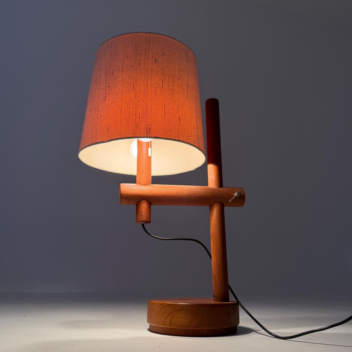 Mid Century Teak Table Lamp – Temde Adjustable Height Lamp – Scandinavian Vintage 1960s