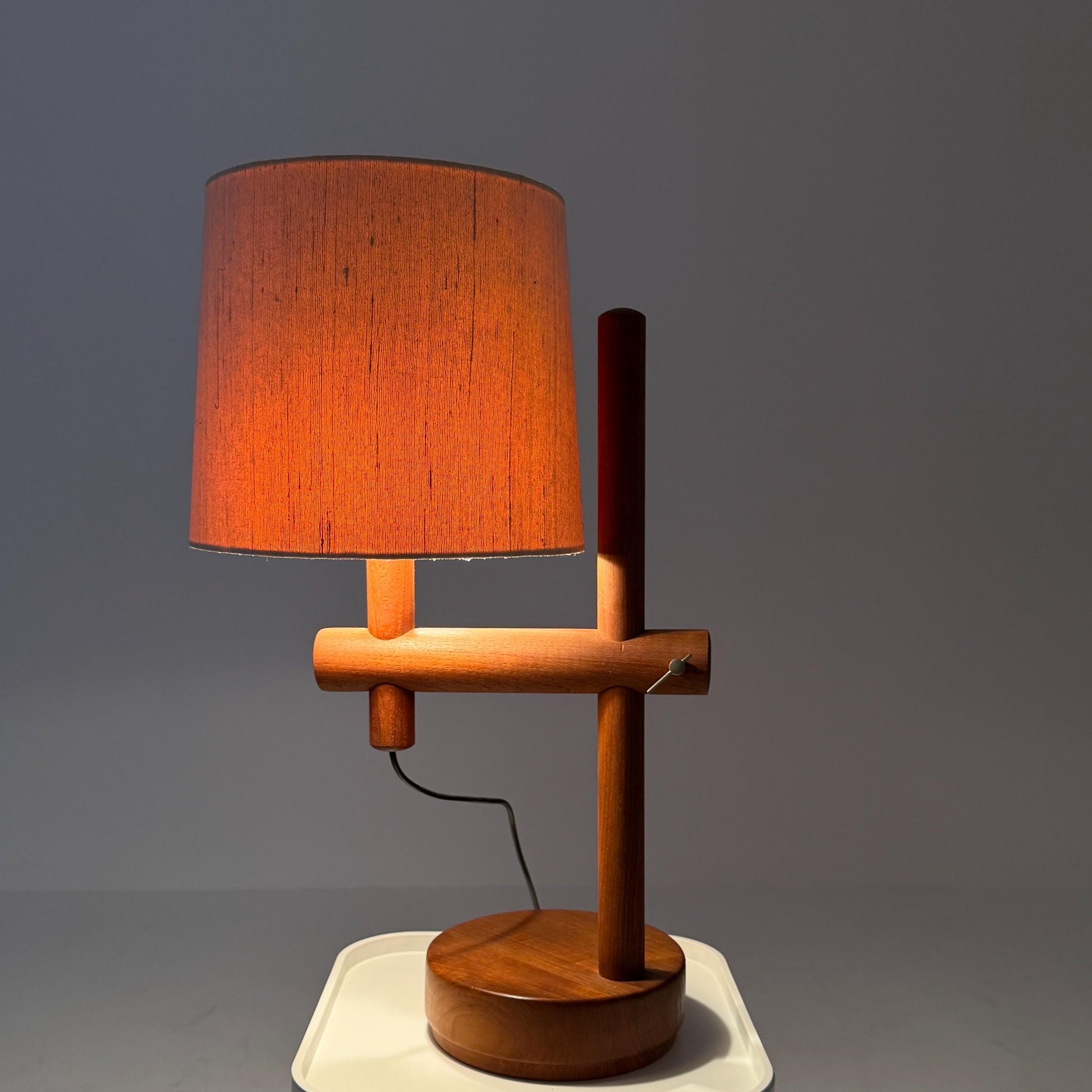 Mid Century Teak Table Lamp – Temde Adjustable Height Lamp – Scandinavian Vintage 1960s