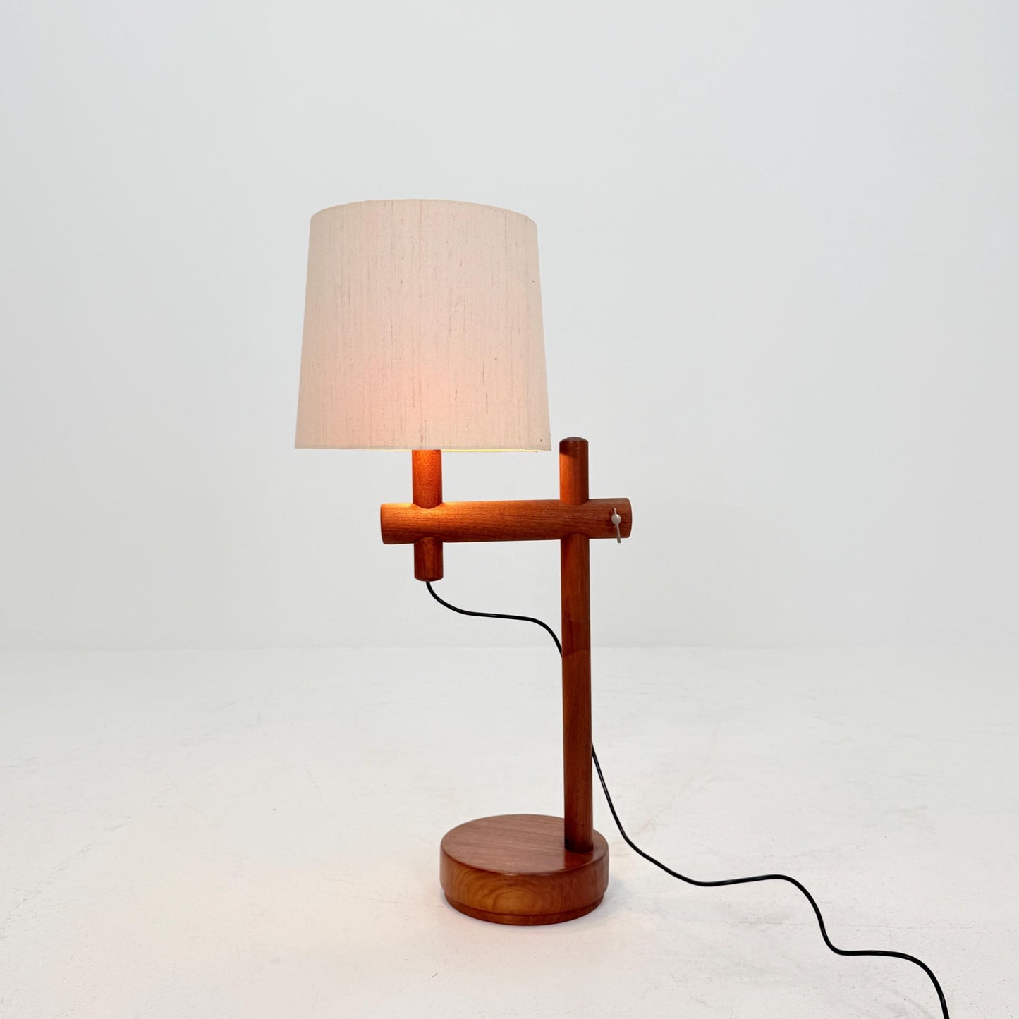 Mid Century Teak Table Lamp – Temde Adjustable Height Lamp – Scandinavian Vintage 1960s