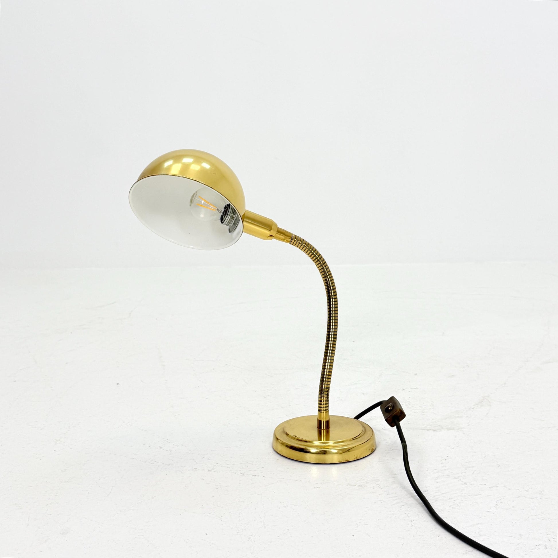 Mid centuryHala Zeist Desk Lamp by H. Busquet | Bronzed Brass Gooseneck Lamp | Industrial Table Lamp | 1960s Dutch