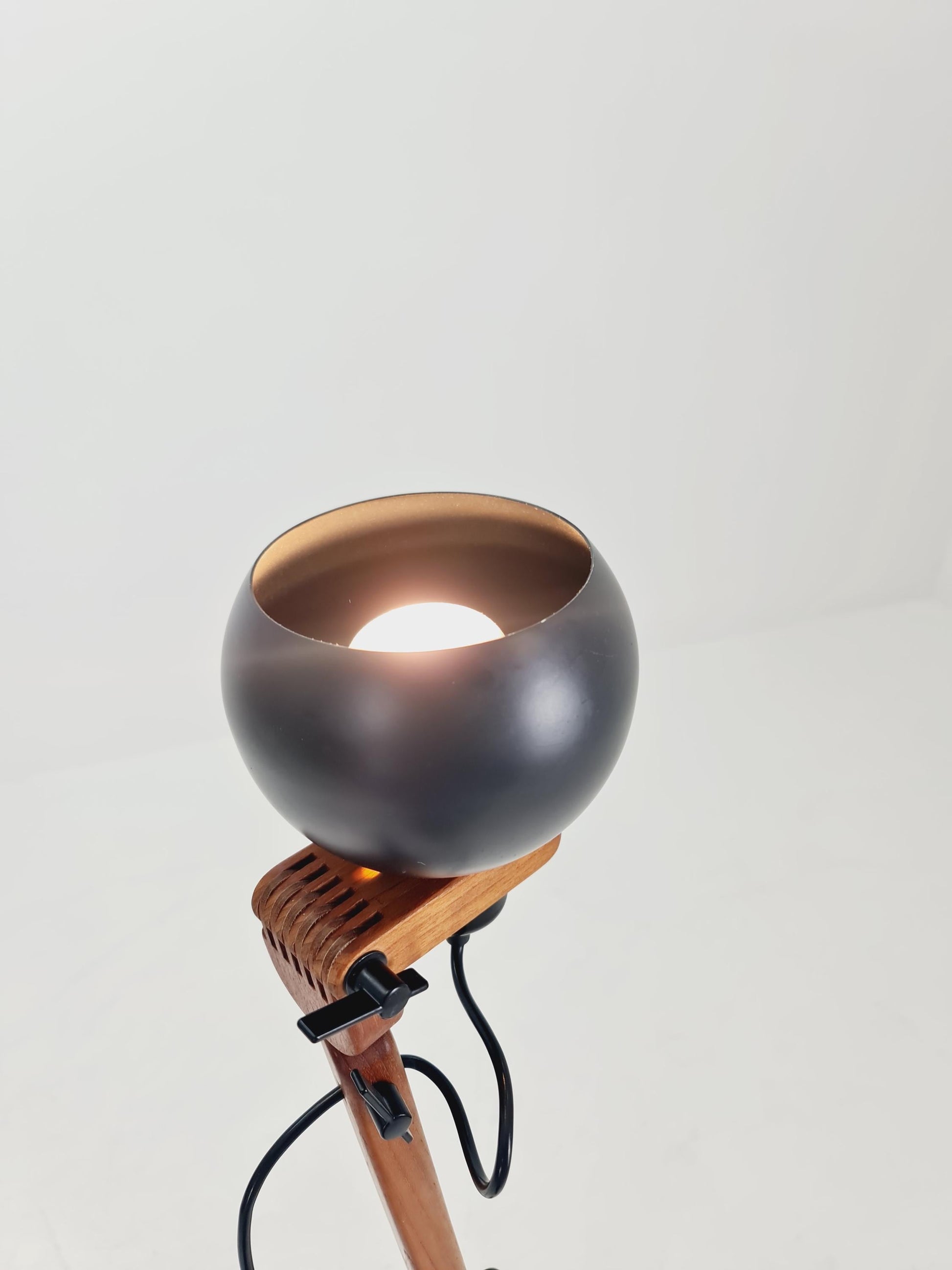 Mid Century Solid Teak Articulated Floor Lamp by Domus Denmark 1970s