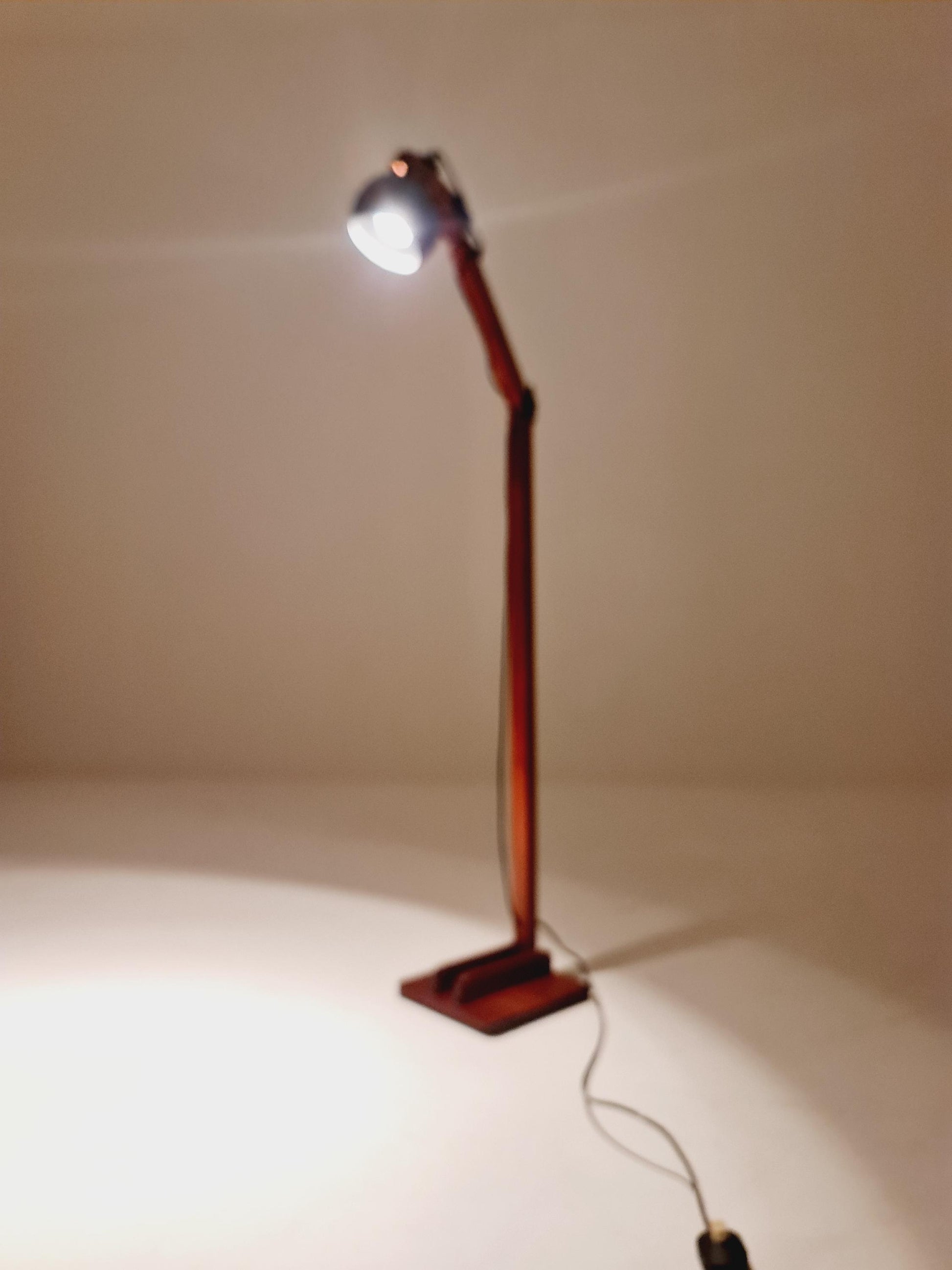 Mid Century Solid Teak Articulated Floor Lamp by Domus Denmark 1970s