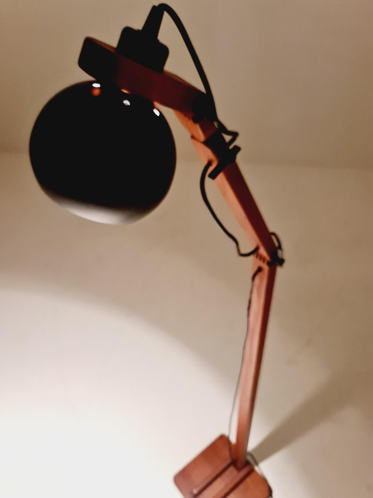 Mid Century Solid Teak Articulated Floor Lamp by Domus Denmark 1970s