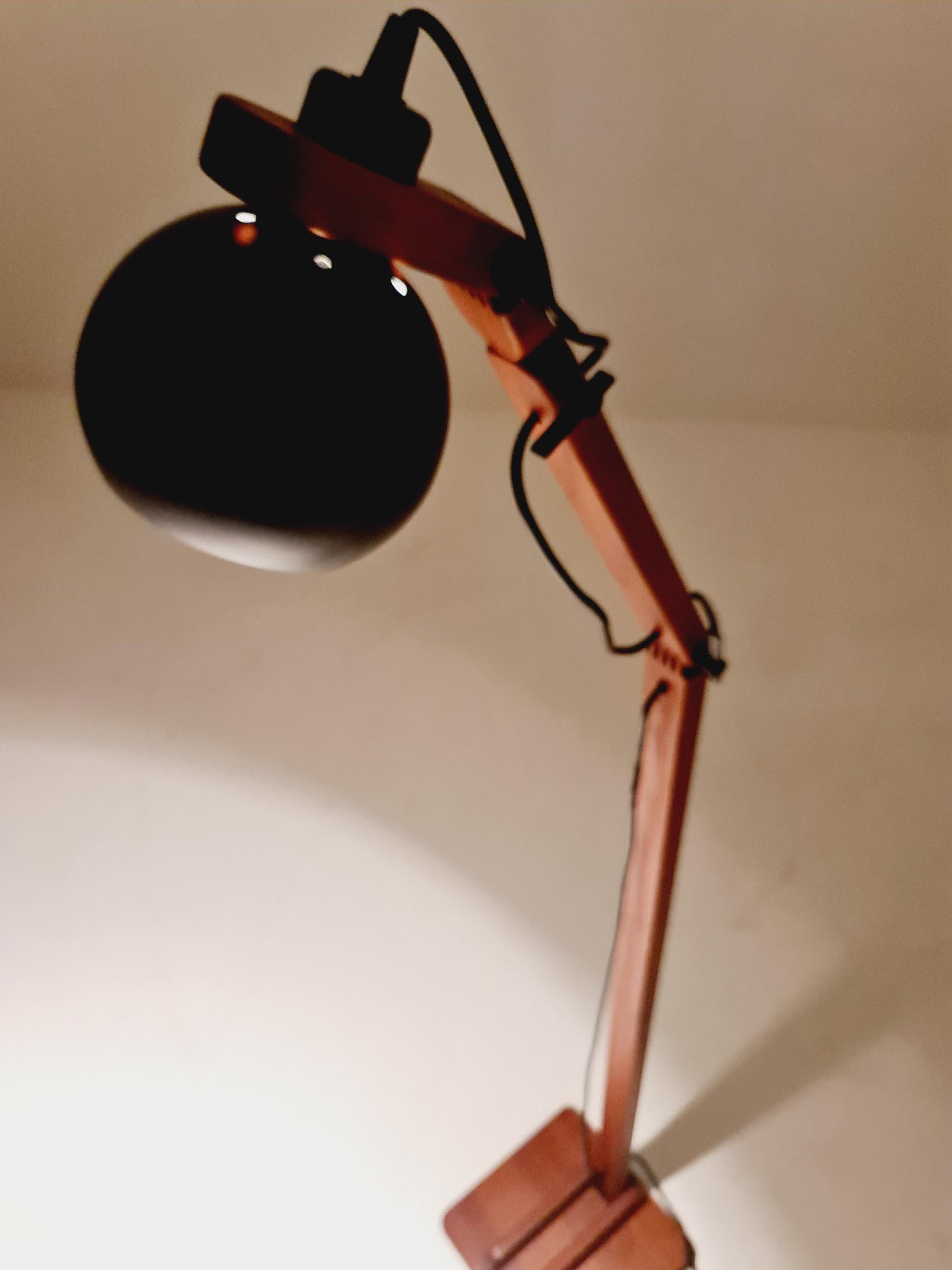 Mid Century Solid Teak Articulated Floor Lamp by Domus Denmark 1970s