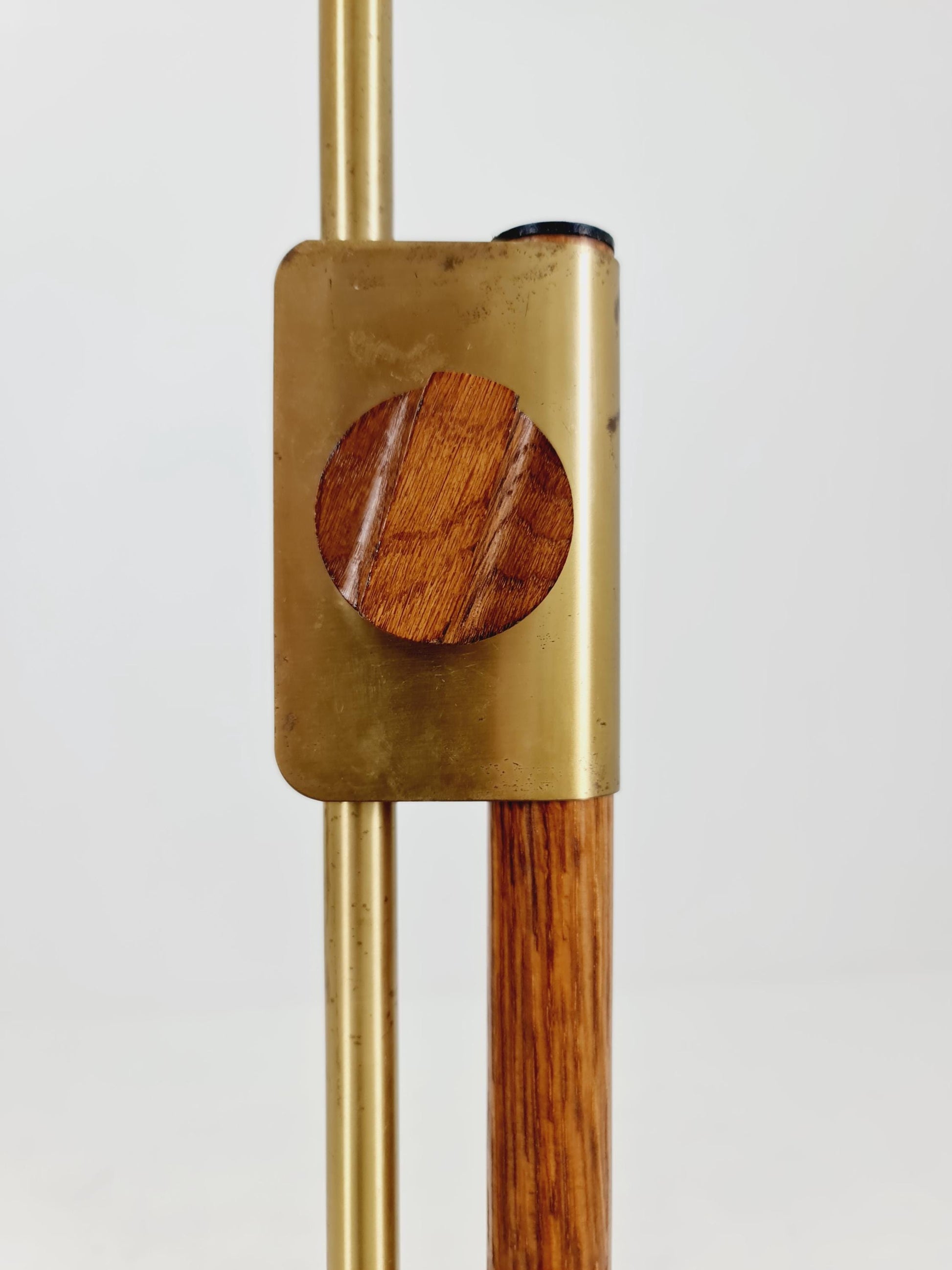 Mid-Century Modern Adjustable Floor Lamp by Temde, Switzerland – 1960s Oak & Brass