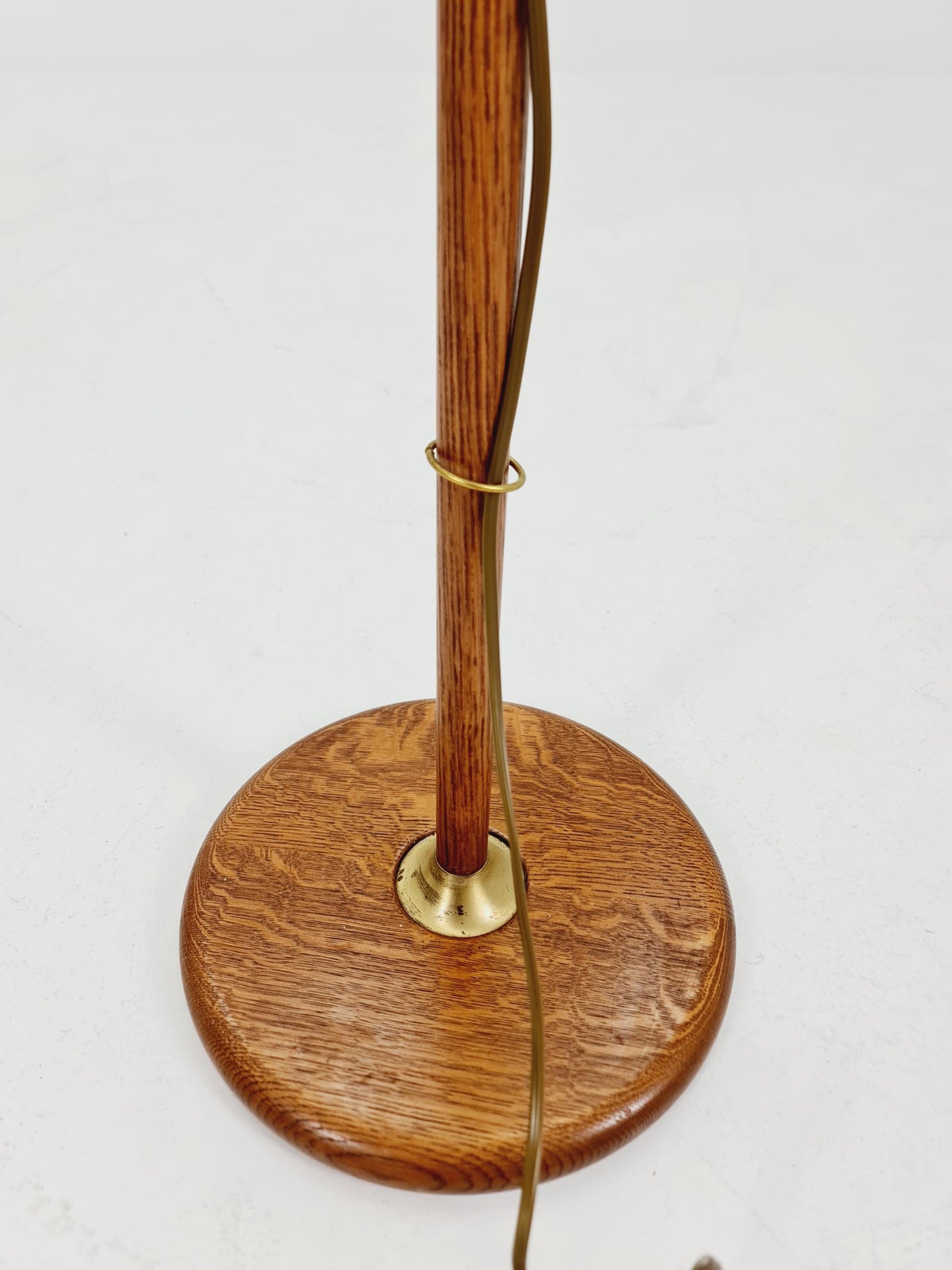 Mid-Century Modern Adjustable Floor Lamp by Temde, Switzerland – 1960s Oak & Brass