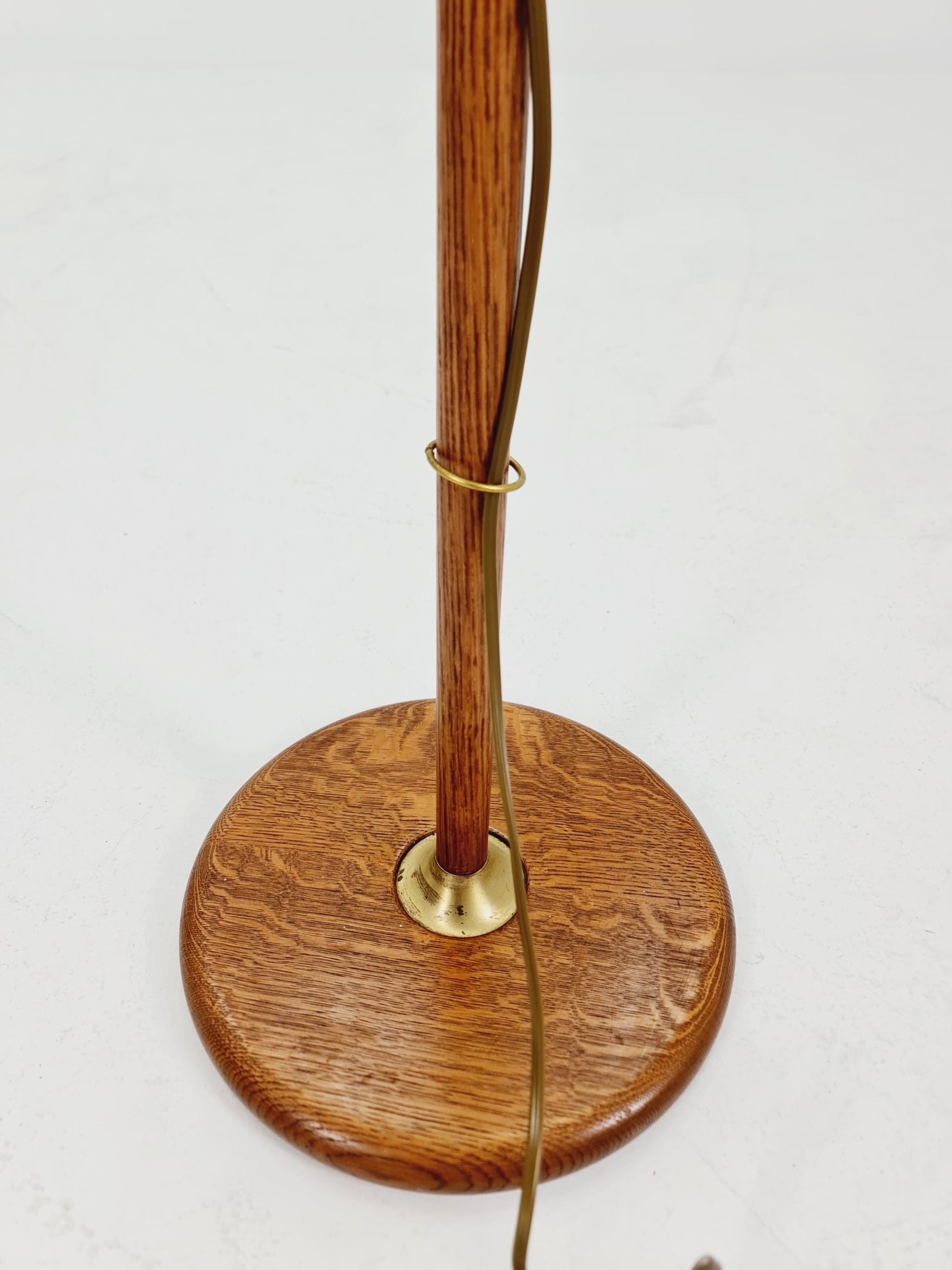 Mid-Century Modern Adjustable Floor Lamp by Temde, Switzerland – 1960s Oak & Brass