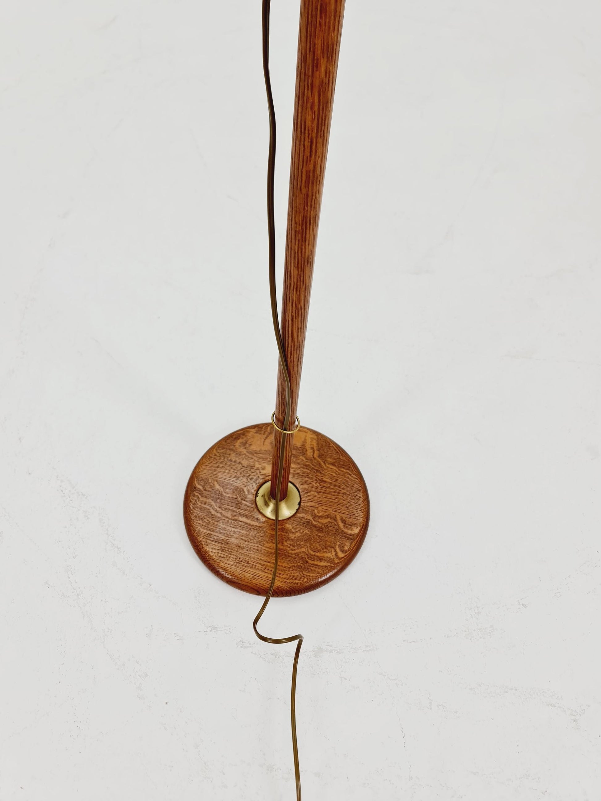 Mid-Century Modern Adjustable Floor Lamp by Temde, Switzerland – 1960s Oak & Brass