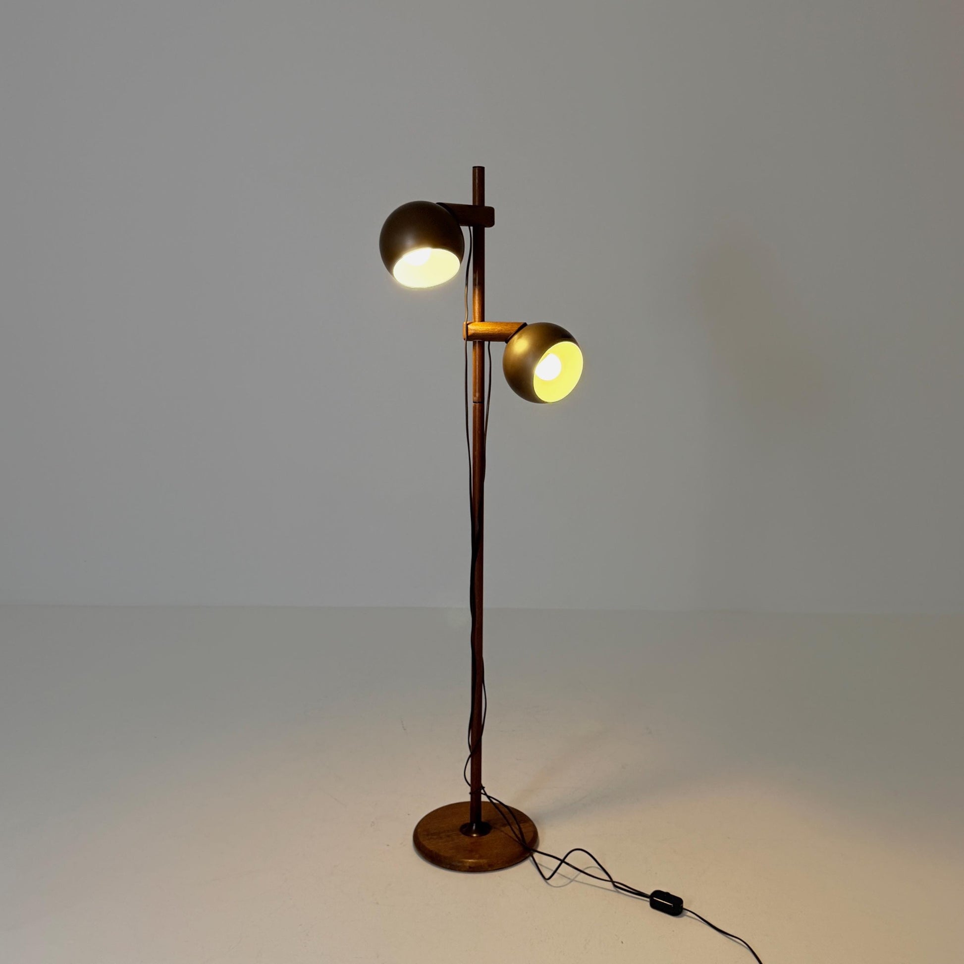 Mid Century Oak Floor Lamp by Temde Leuchten Switzerland 1960s