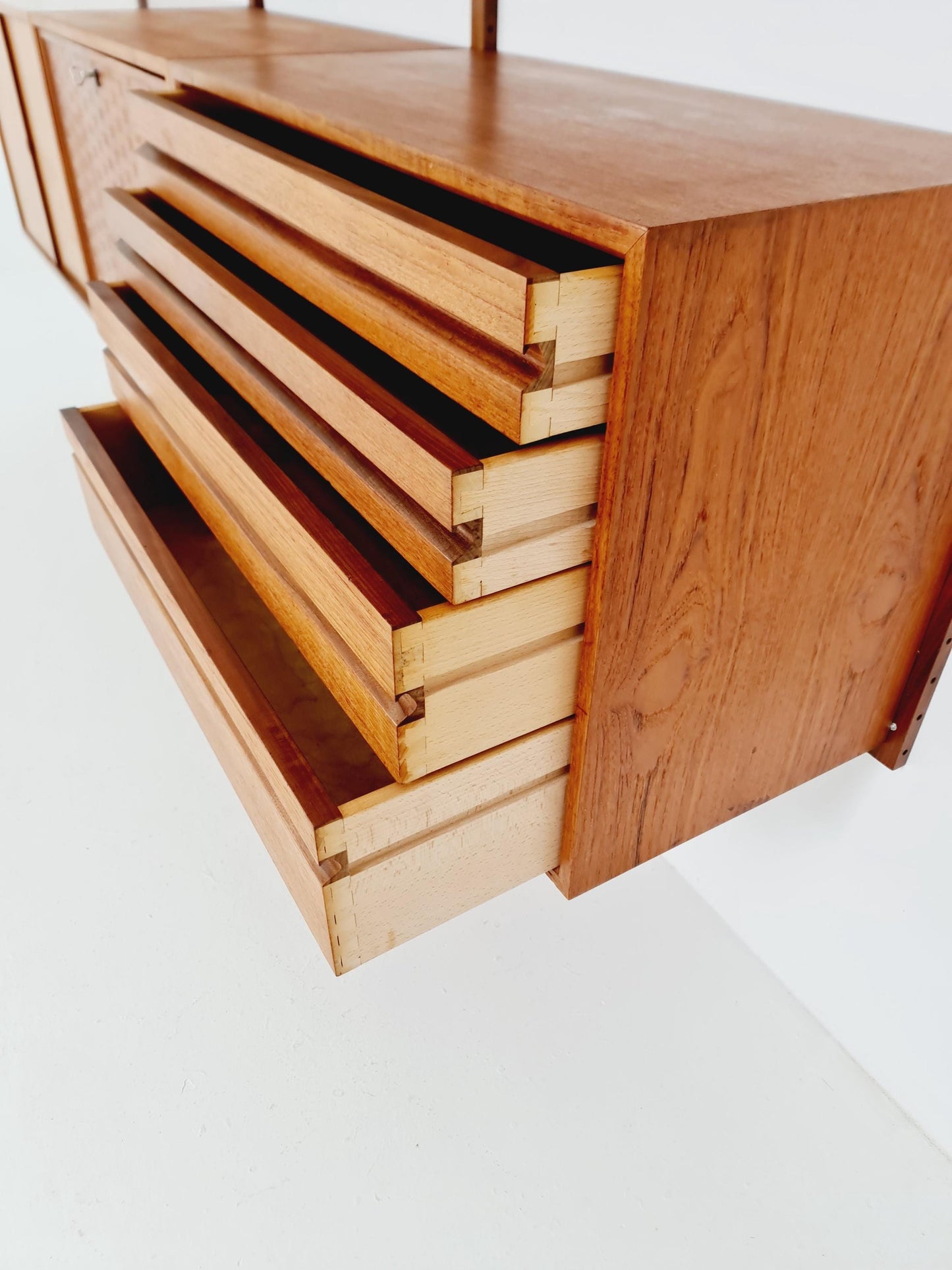 Big Mid century Danish Teak Wall Unit with 3 cabinets with show case by Poul Cadovius for Cado, Denmark, 1960s