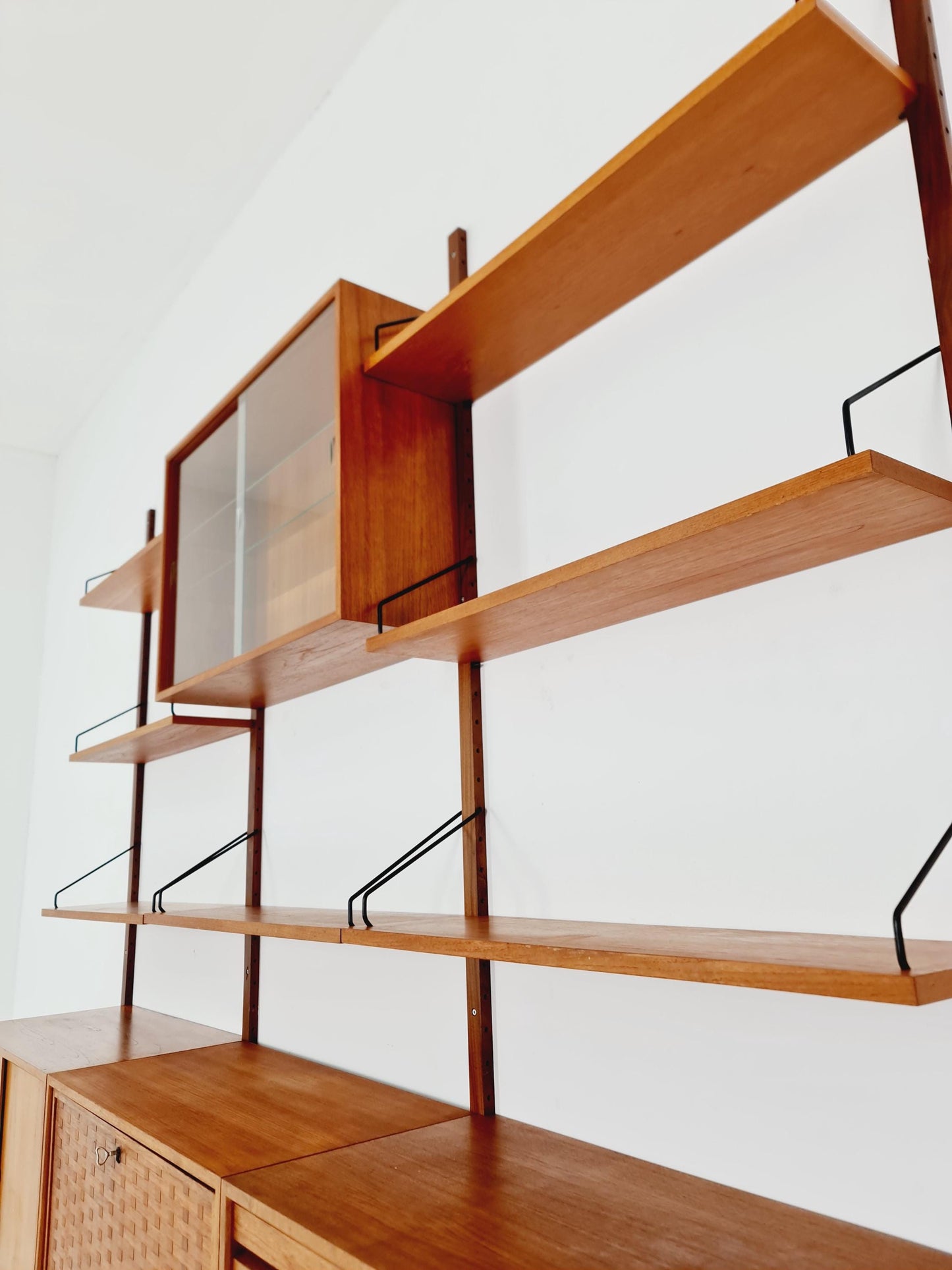 Big Mid century Danish Teak Wall Unit with 3 cabinets with show case by Poul Cadovius for Cado, Denmark, 1960s