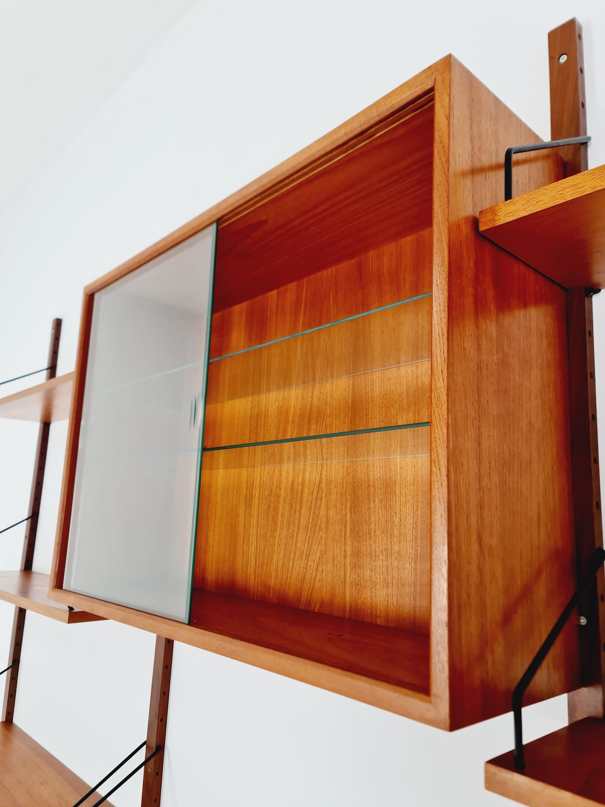 Big Mid century Danish Teak Wall Unit with 3 cabinets with show case by Poul Cadovius for Cado, Denmark, 1960s