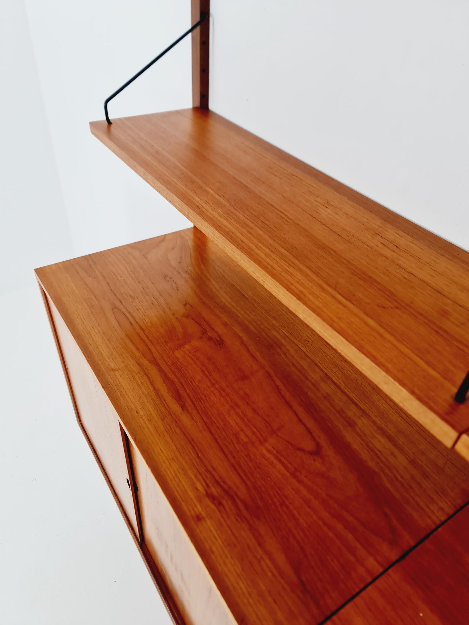 Big Mid century Danish Teak Wall Unit with 3 cabinets with show case by Poul Cadovius for Cado, Denmark, 1960s