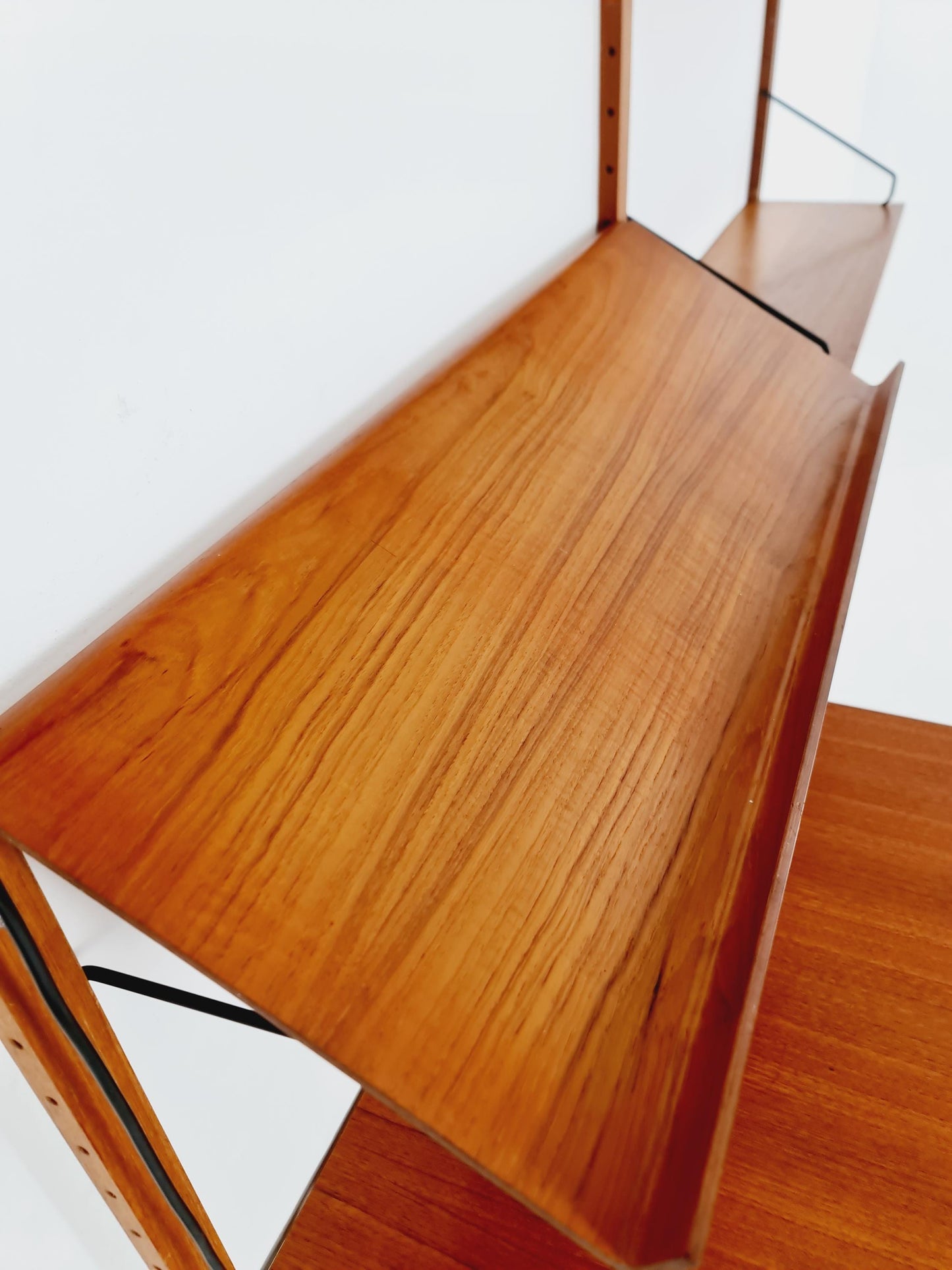 Big Mid century Danish Teak Wall Unit with showcase and dining table/Desk with show case by Poul Cadovius for Cado, Denmark, 1960s