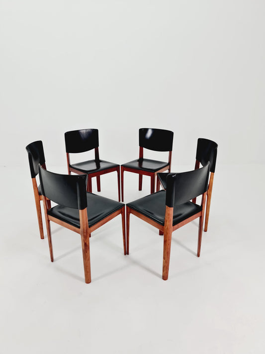 Midcentury Italien Dining Leather chairs by Matteo Grassi , set of 6
