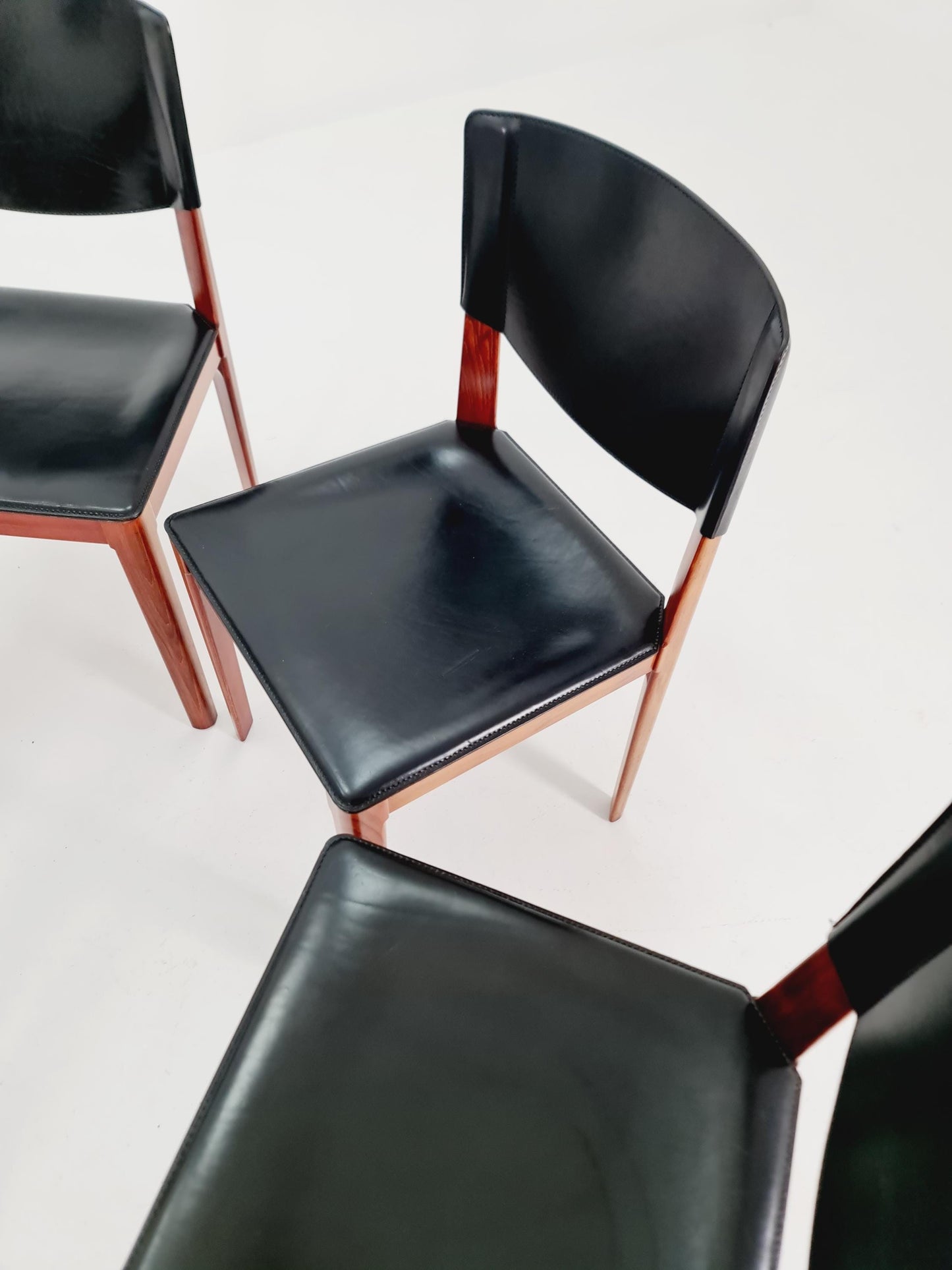 Midcentury Italien Dining Leather chairs by Matteo Grassi , set of 6