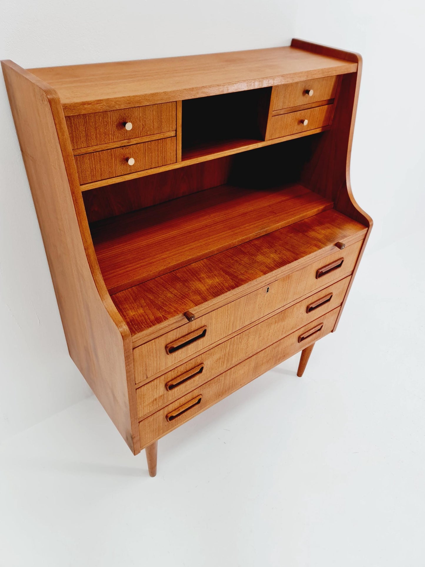 Midcentury Danish vintage teak secretary, table ByGunnar Nielsen Tibergaard , 1960s