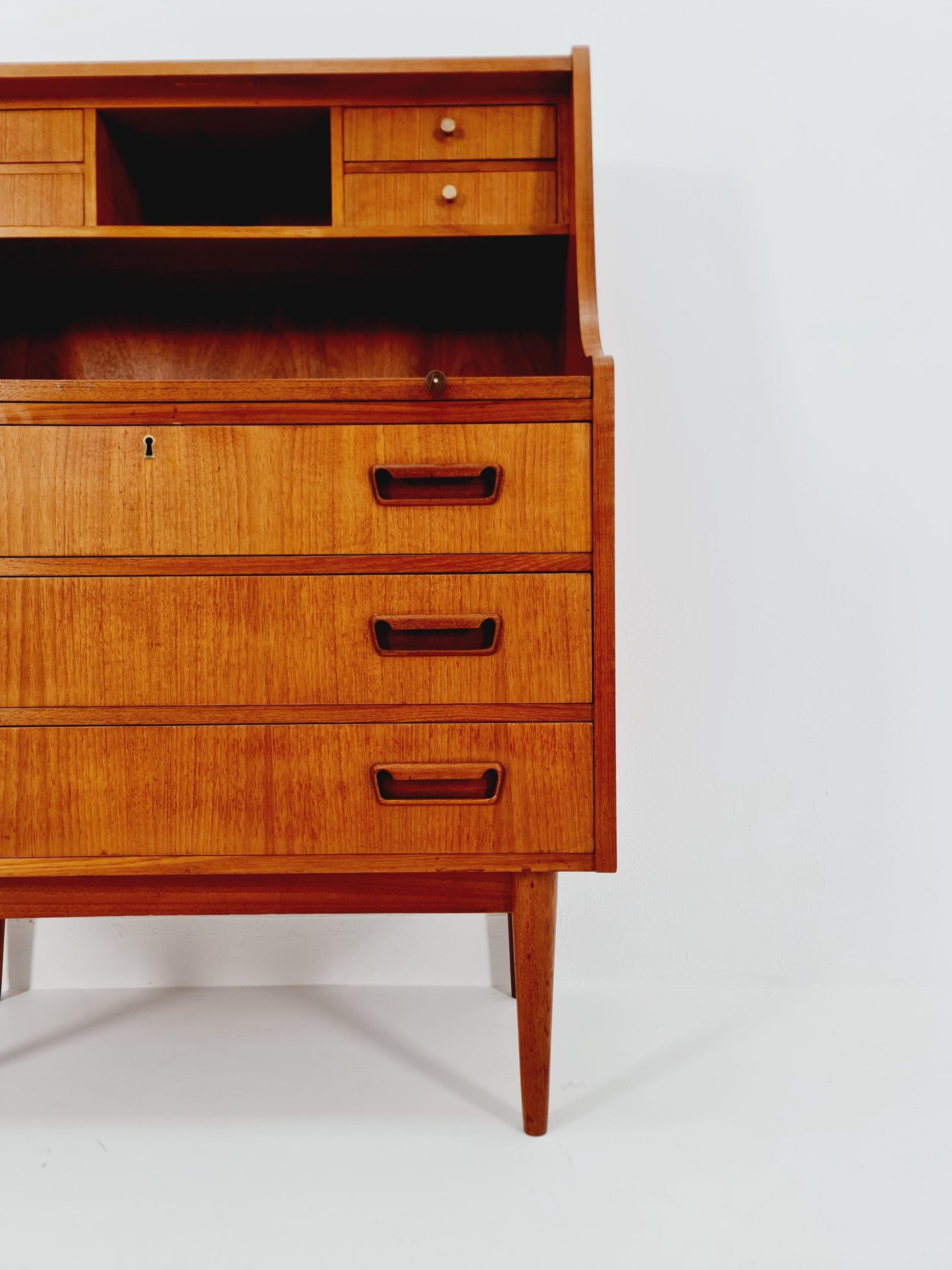 Midcentury Danish vintage teak secretary, table ByGunnar Nielsen Tibergaard , 1960s