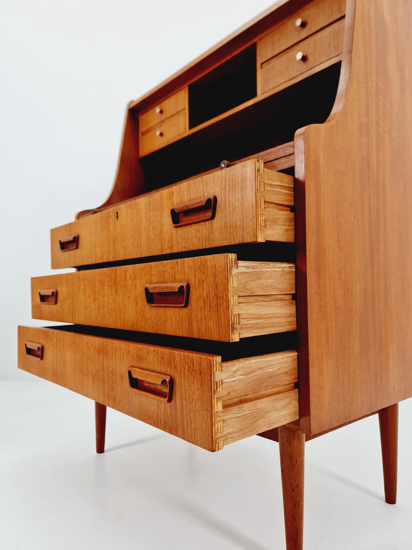 Midcentury Danish vintage teak secretary, table ByGunnar Nielsen Tibergaard , 1960s