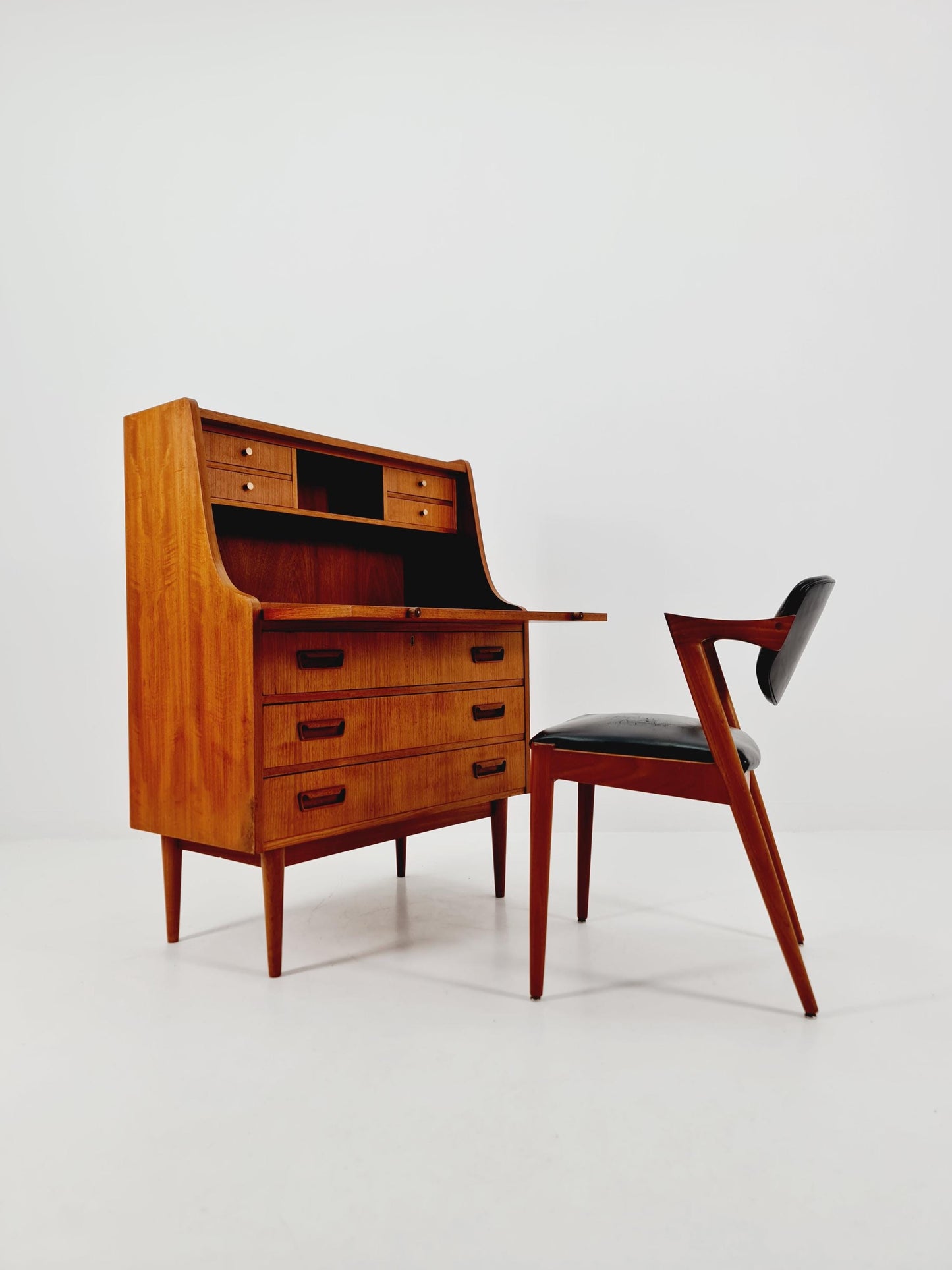 Midcentury Danish vintage teak secretary, table ByGunnar Nielsen Tibergaard , 1960s