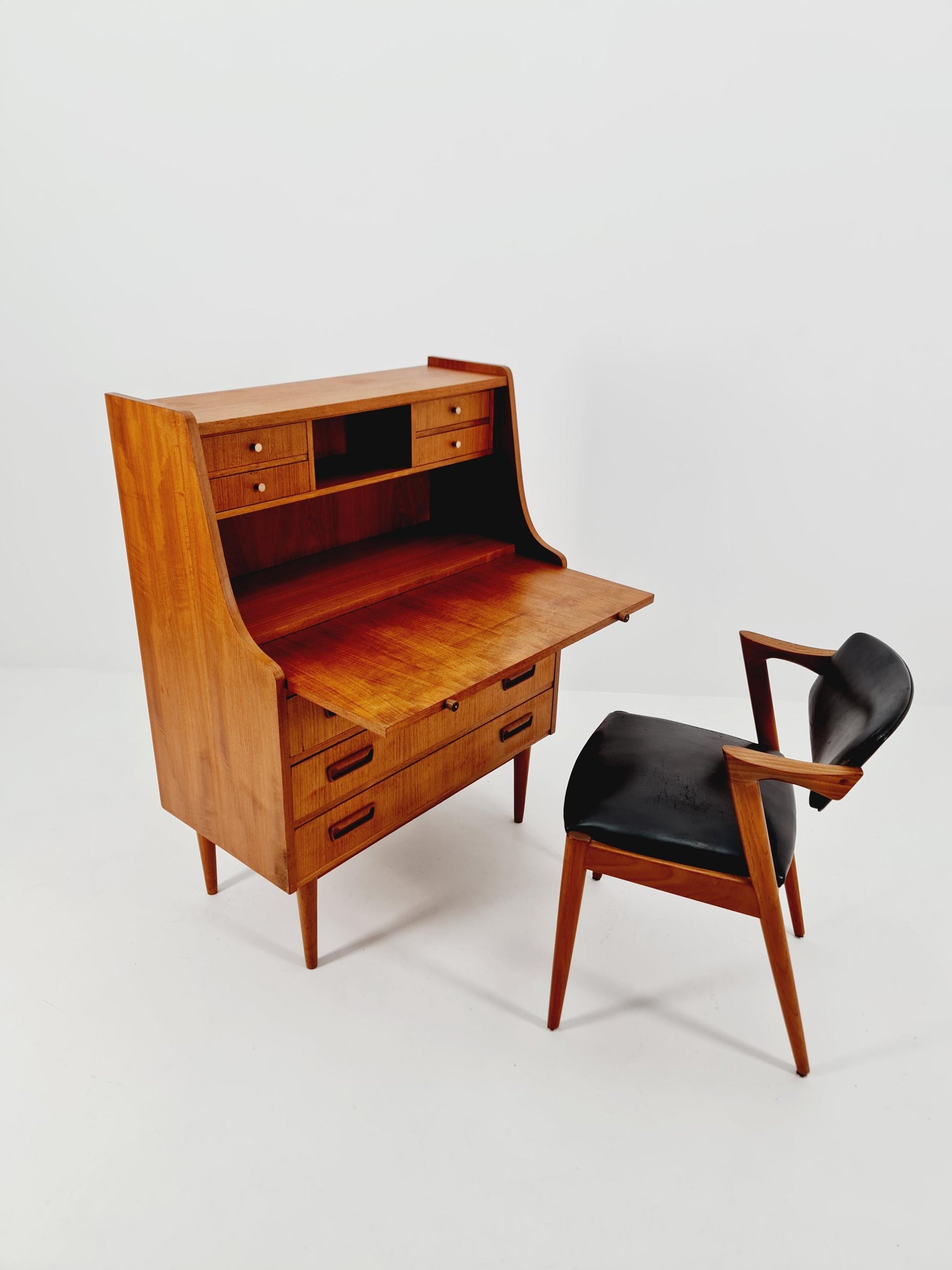 Midcentury Danish vintage teak secretary, table ByGunnar Nielsen Tibergaard , 1960s