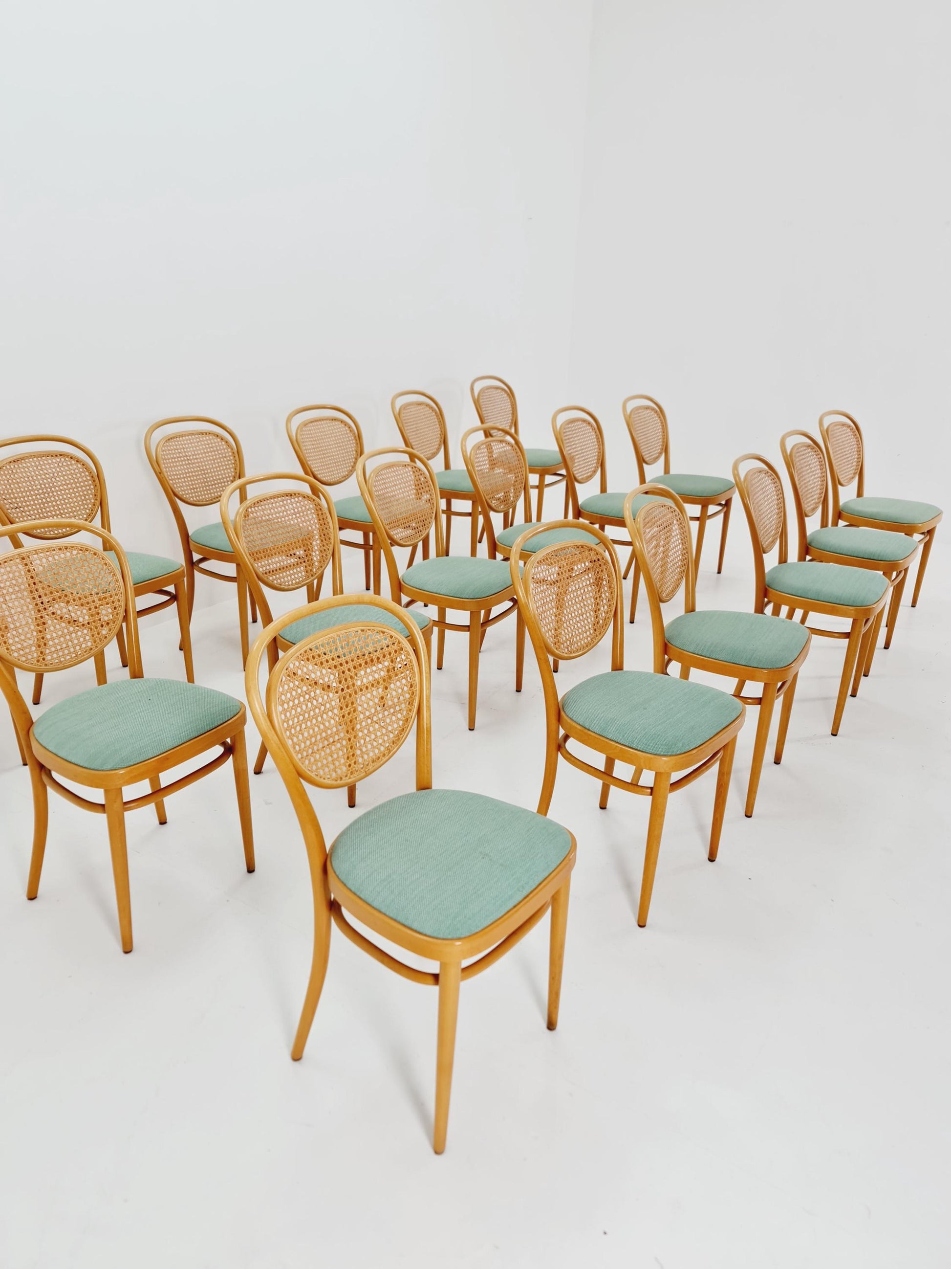 1 of 19 Original Thonet 215 R Bentwood Dining Chairs with Cane Backs &Rattan – Vintage Bistro / Cafe Chairs