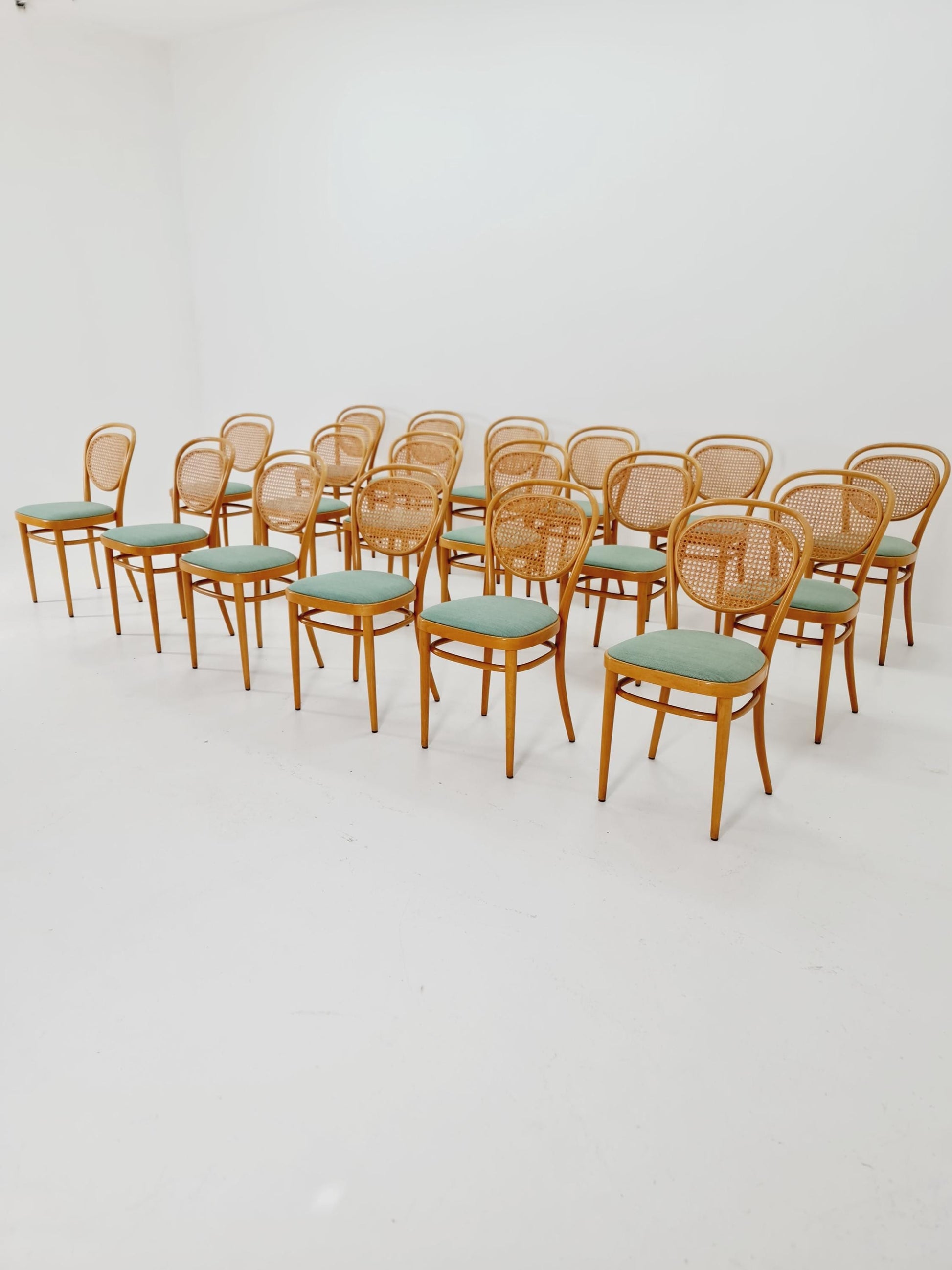 1 of 19 Original Thonet 215 R Bentwood Dining Chairs with Cane Backs &Rattan – Vintage Bistro / Cafe Chairs