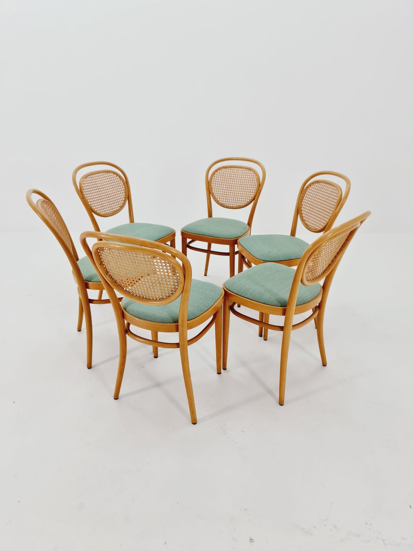 1 of 19 Original Thonet 215 R Bentwood Dining Chairs with Cane Backs &Rattan – Vintage Bistro / Cafe Chairs